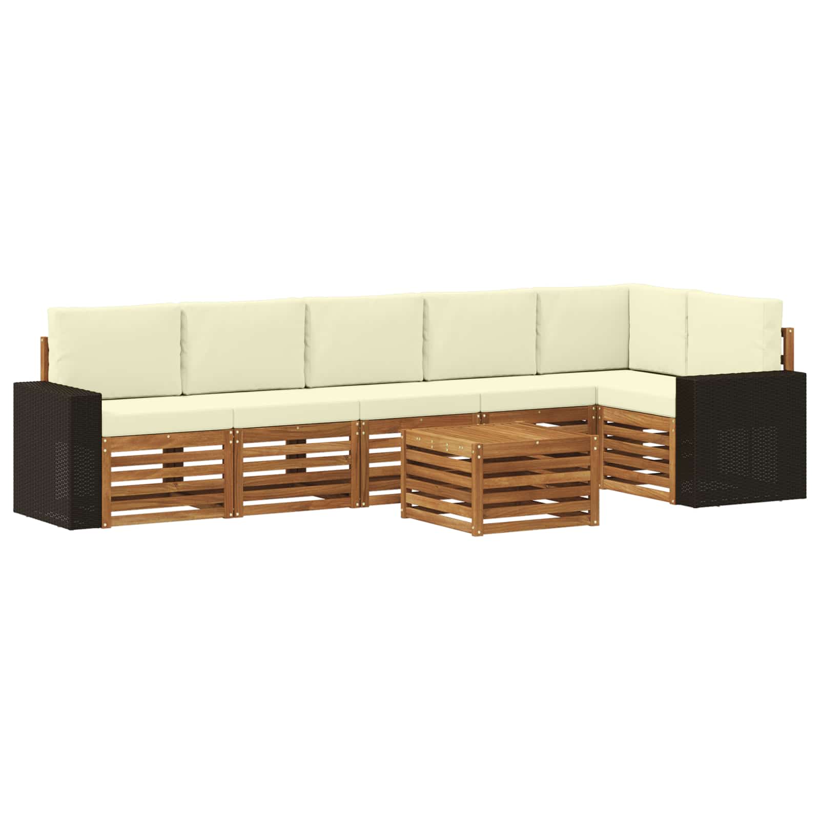 Ensemble de canapé d'angle avec coussin 7 pcs Naturel et Crème - XIOS