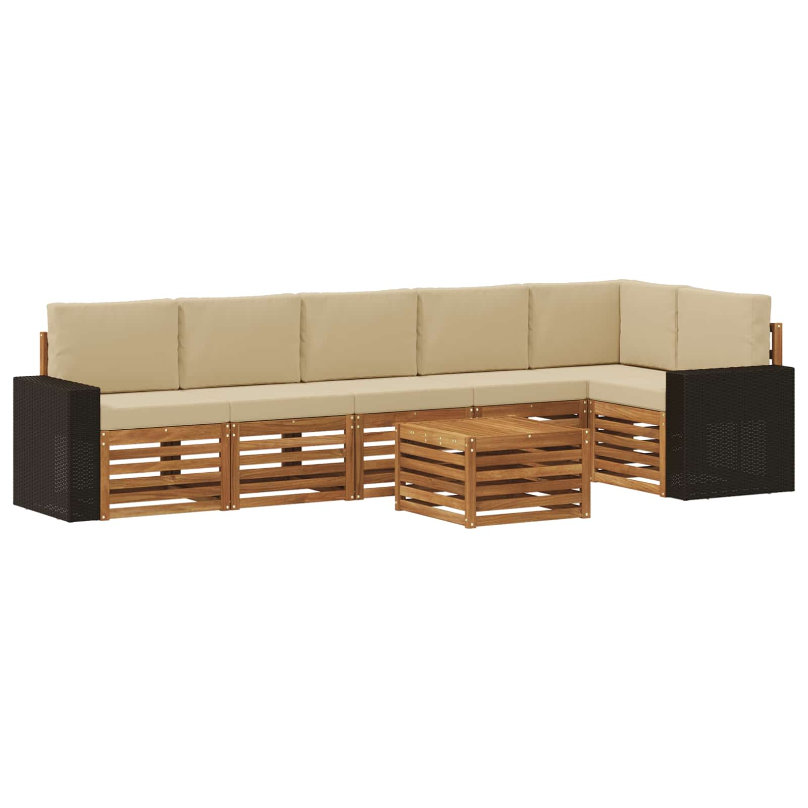 Ensemble de canapé d'angle avec coussin 7 pcs Naturel et Beige - XIOS