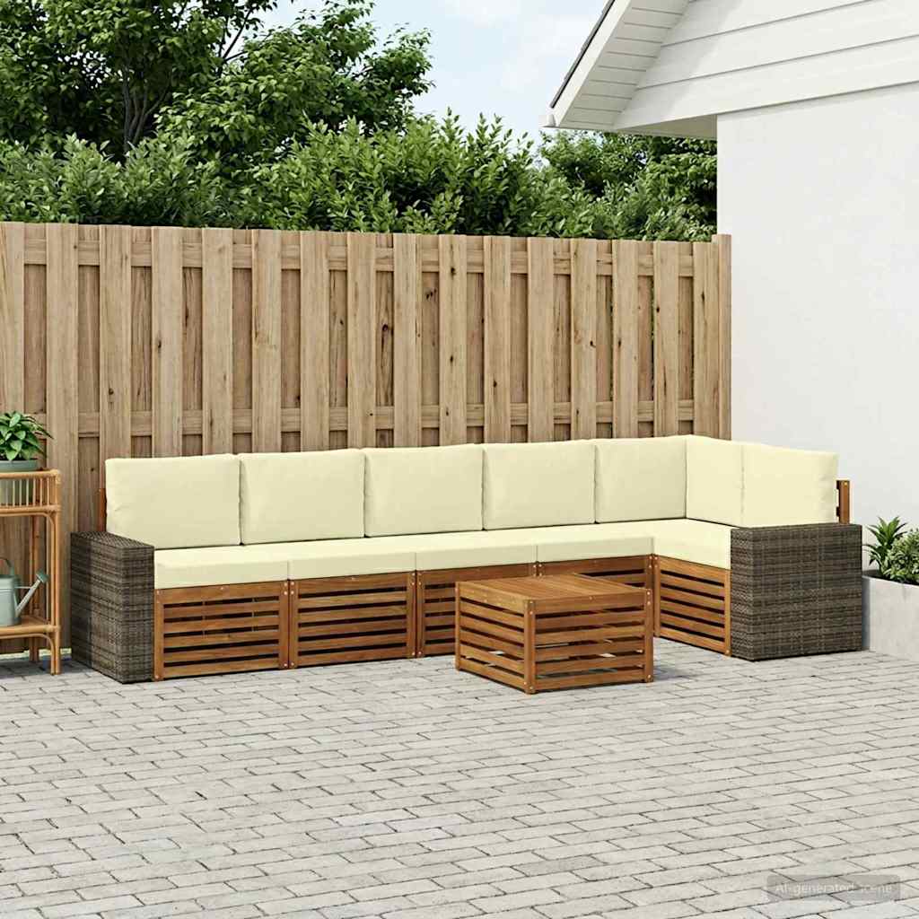 Ensemble de canapé d'angle avec coussin 7 pcs Naturel et Crème - XIOS