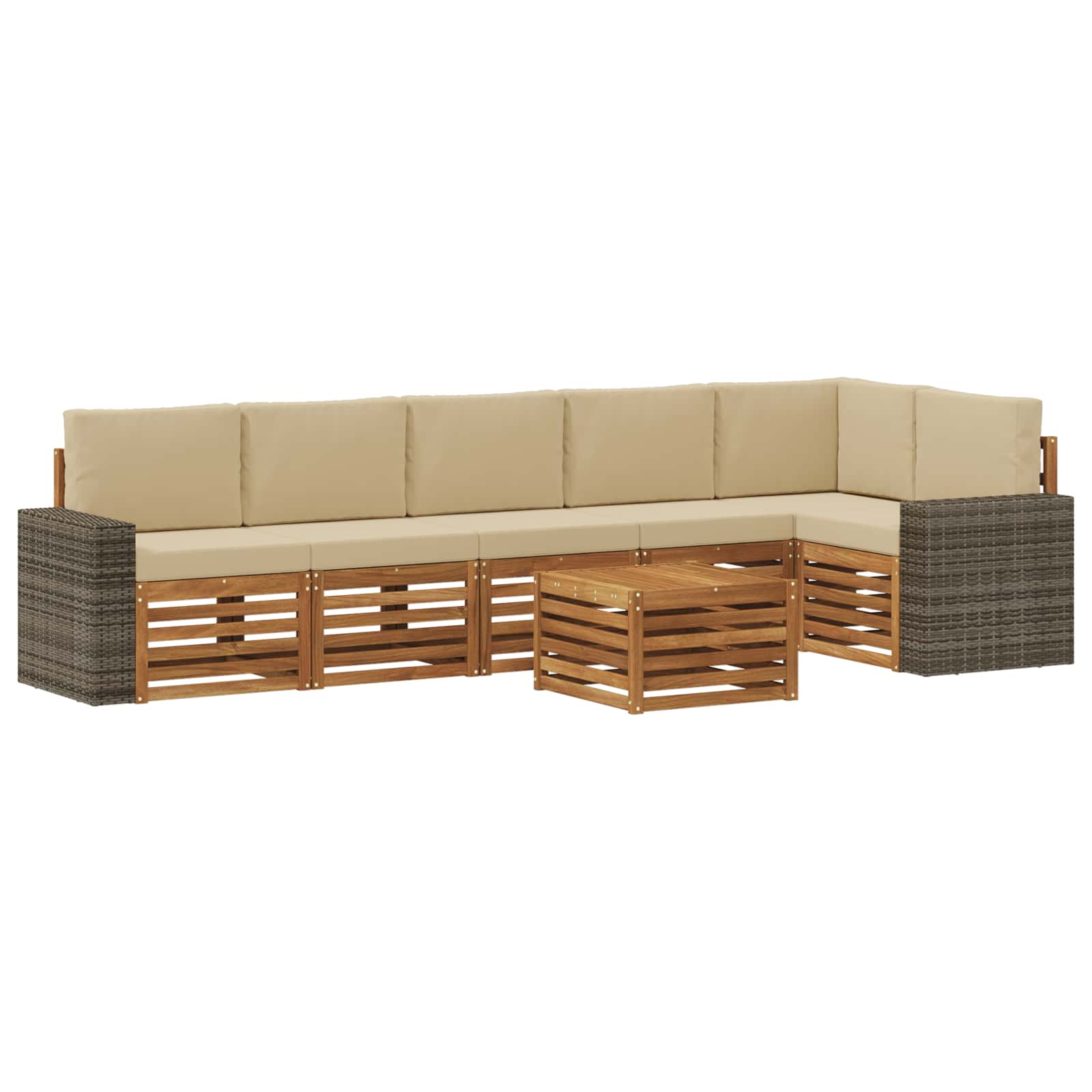 Ensemble de canapé d'angle avec coussin 7 pcs Naturel et Beige - XIOS