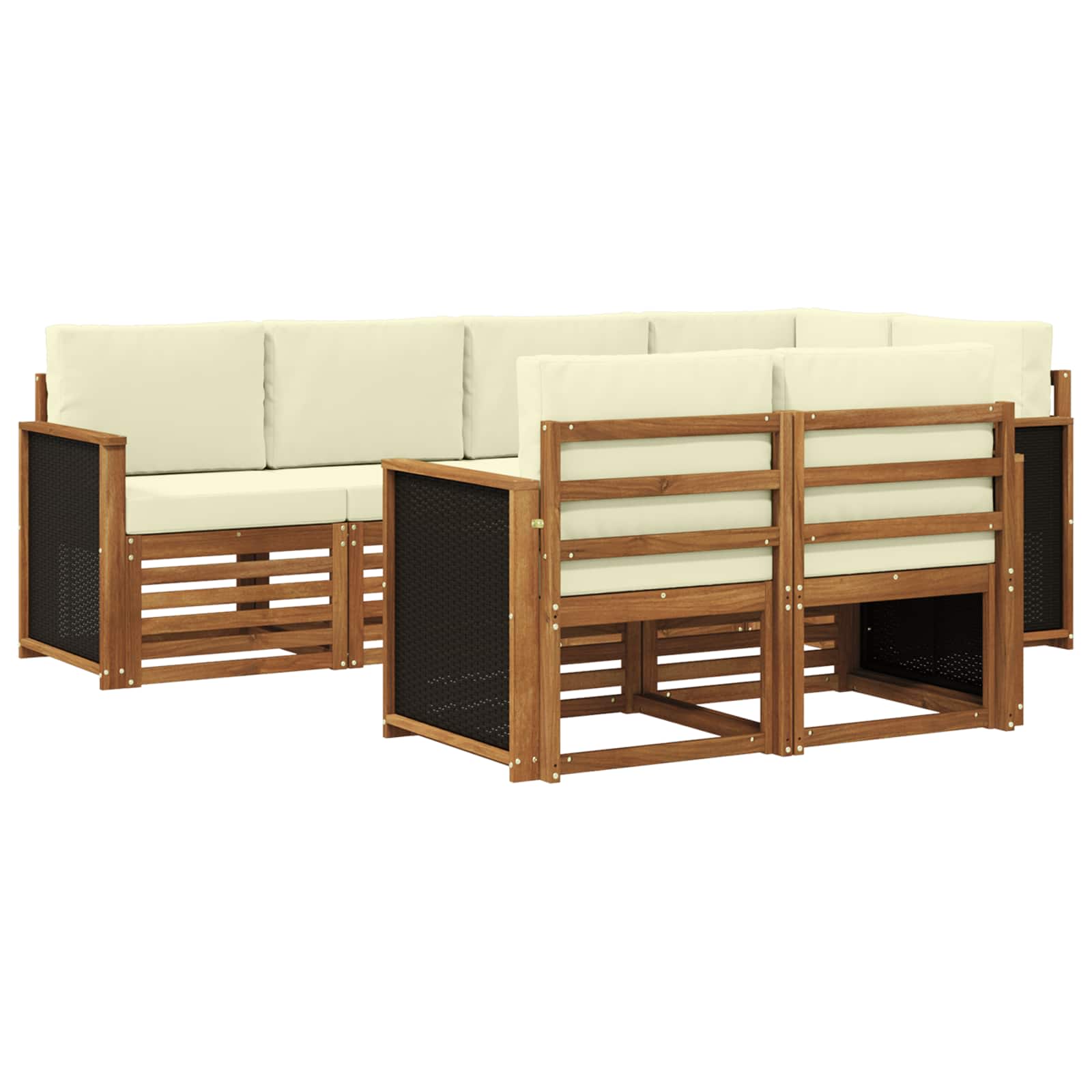 Ensemble de canapé d'angle avec coussin 6 pcs Naturel et Crème - XIOS