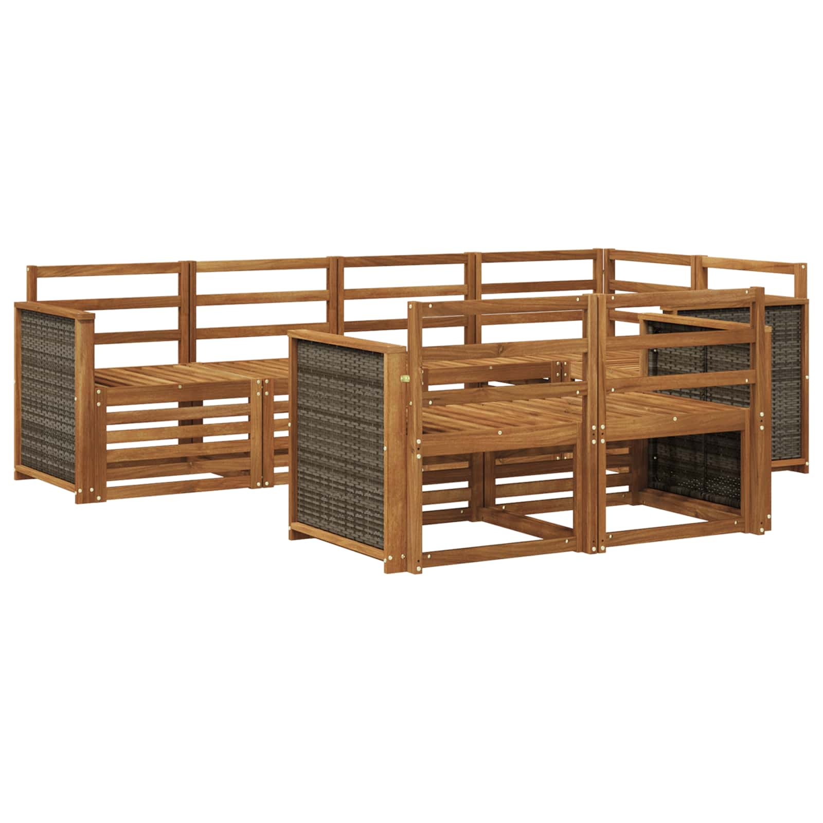 Ensemble de canapé d'angle 6 pcs Naturel Bois d'Acacia Massif - XIOS