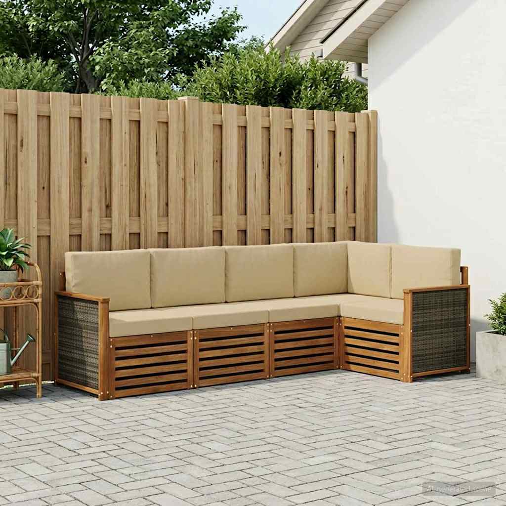 Ensemble de canapé d'angle avec coussin 6 pcs Naturel - XIOS