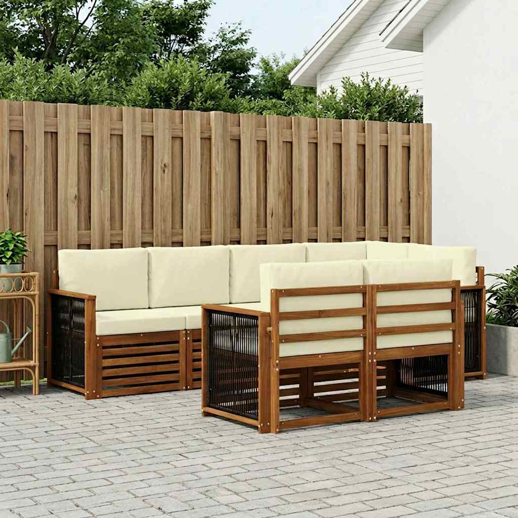 Ensemble de canapé d'angle avec coussin 6 pcs Naturel et Crème - XIOS