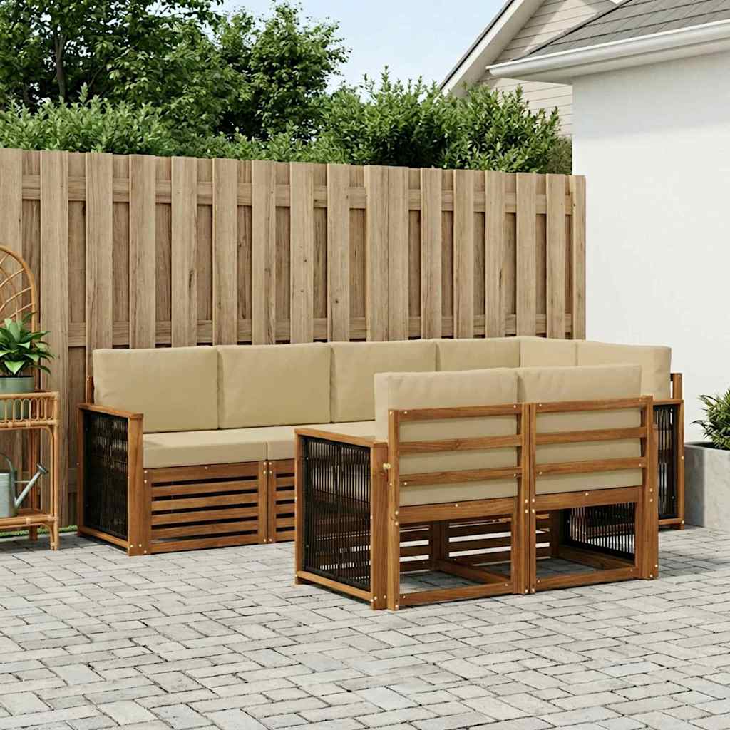 Ensemble de canapé d'angle avec coussin 6 pcs Naturel - XIOS