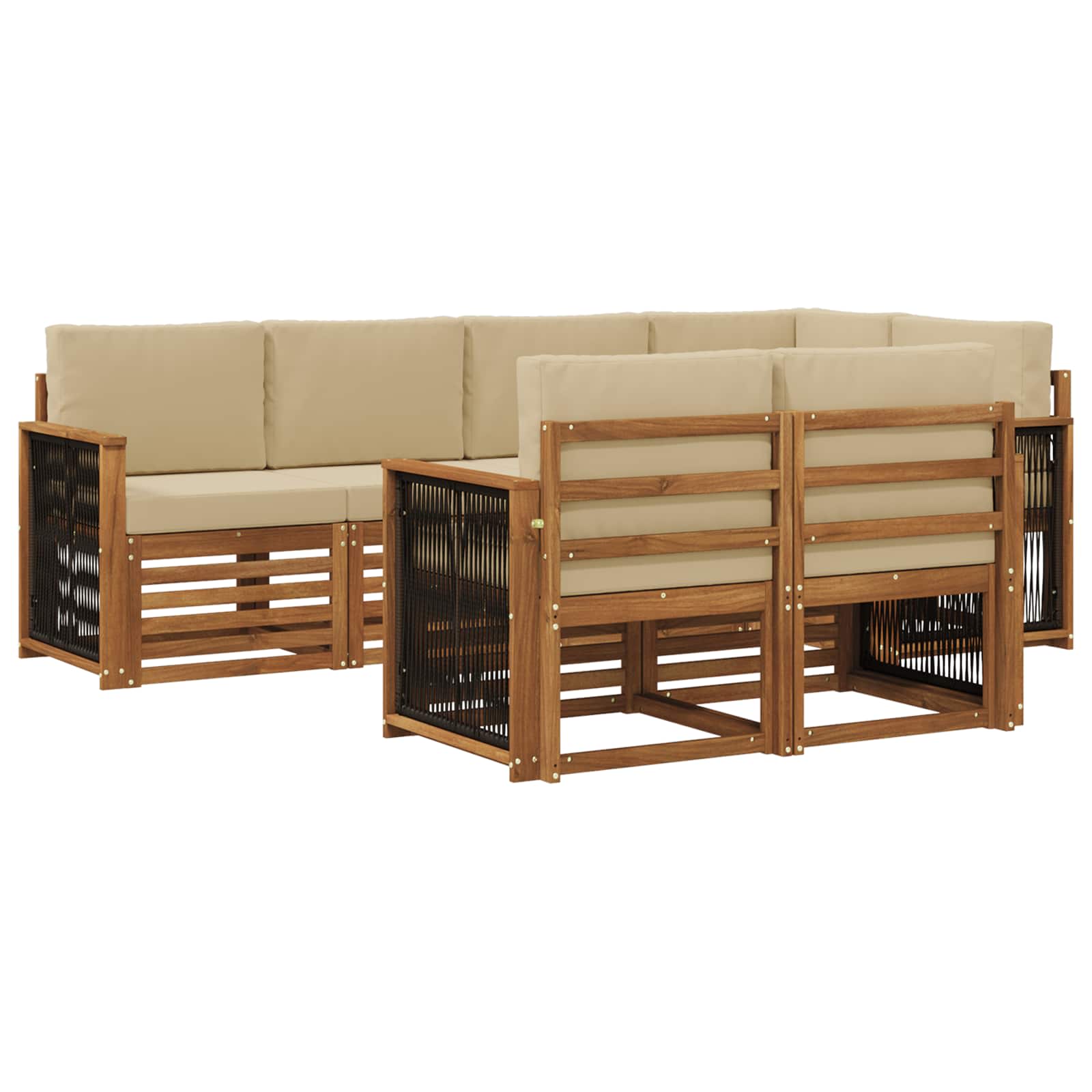Ensemble de canapé d'angle avec coussin 6 pcs Naturel - XIOS