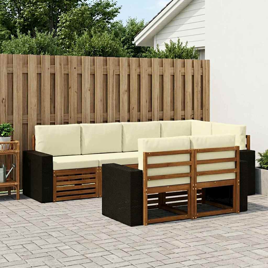 Ensemble de canapé d'angle avec coussin 7 pcs Naturel et Crème - XIOS