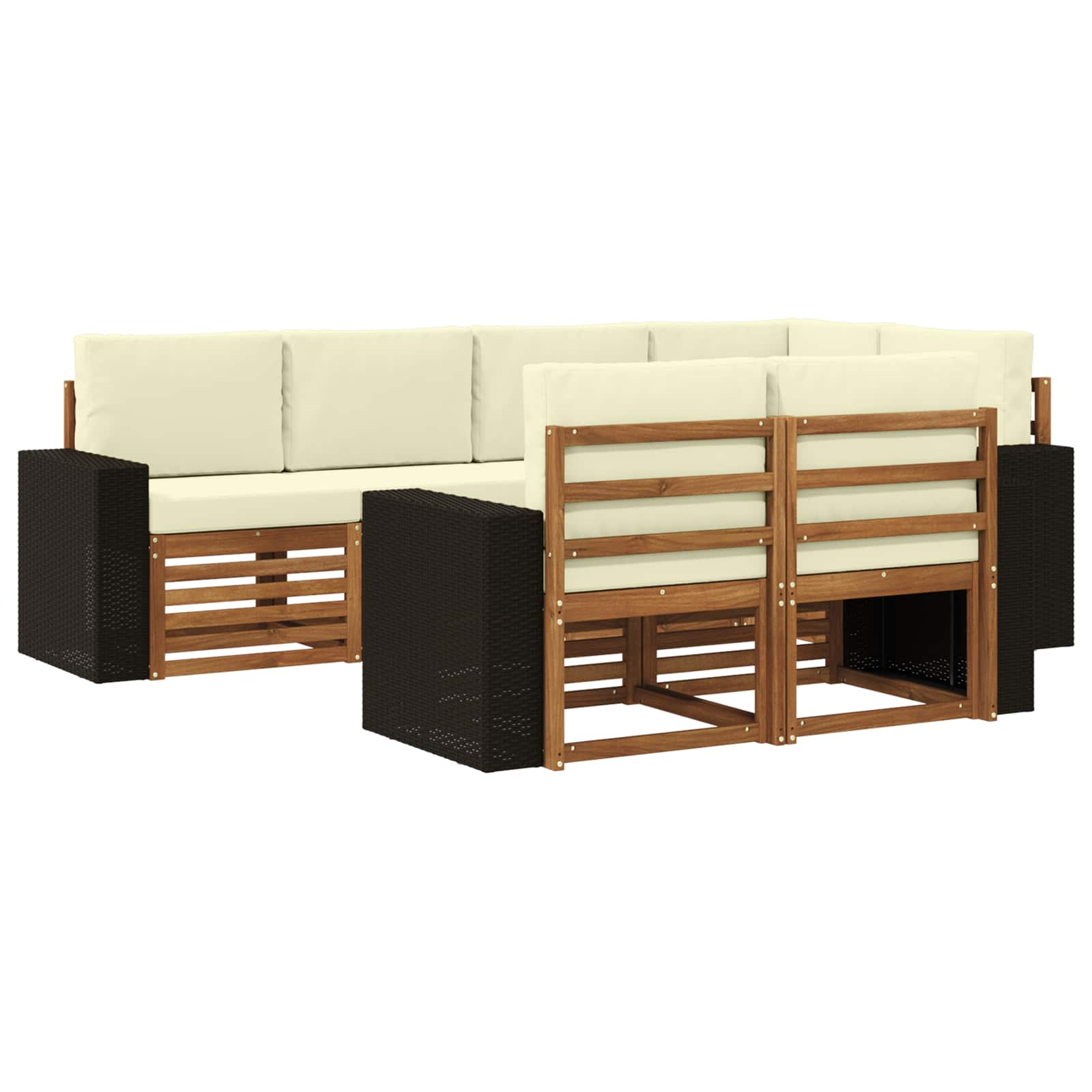 Ensemble de canapé d'angle avec coussin 7 pcs Naturel et Crème - XIOS