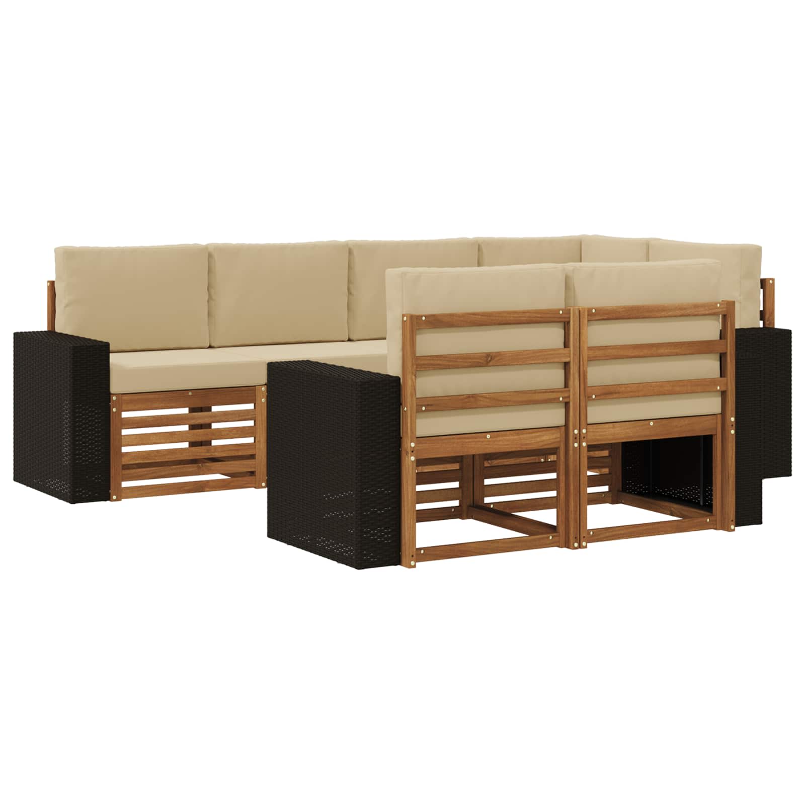 Ensemble de canapé d'angle avec coussin 7 pcs Naturel et Beige - XIOS