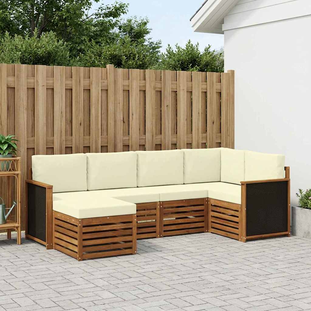 Ensemble de canapé d'angle avec coussin 5 pcs Naturel et Crème - XIOS