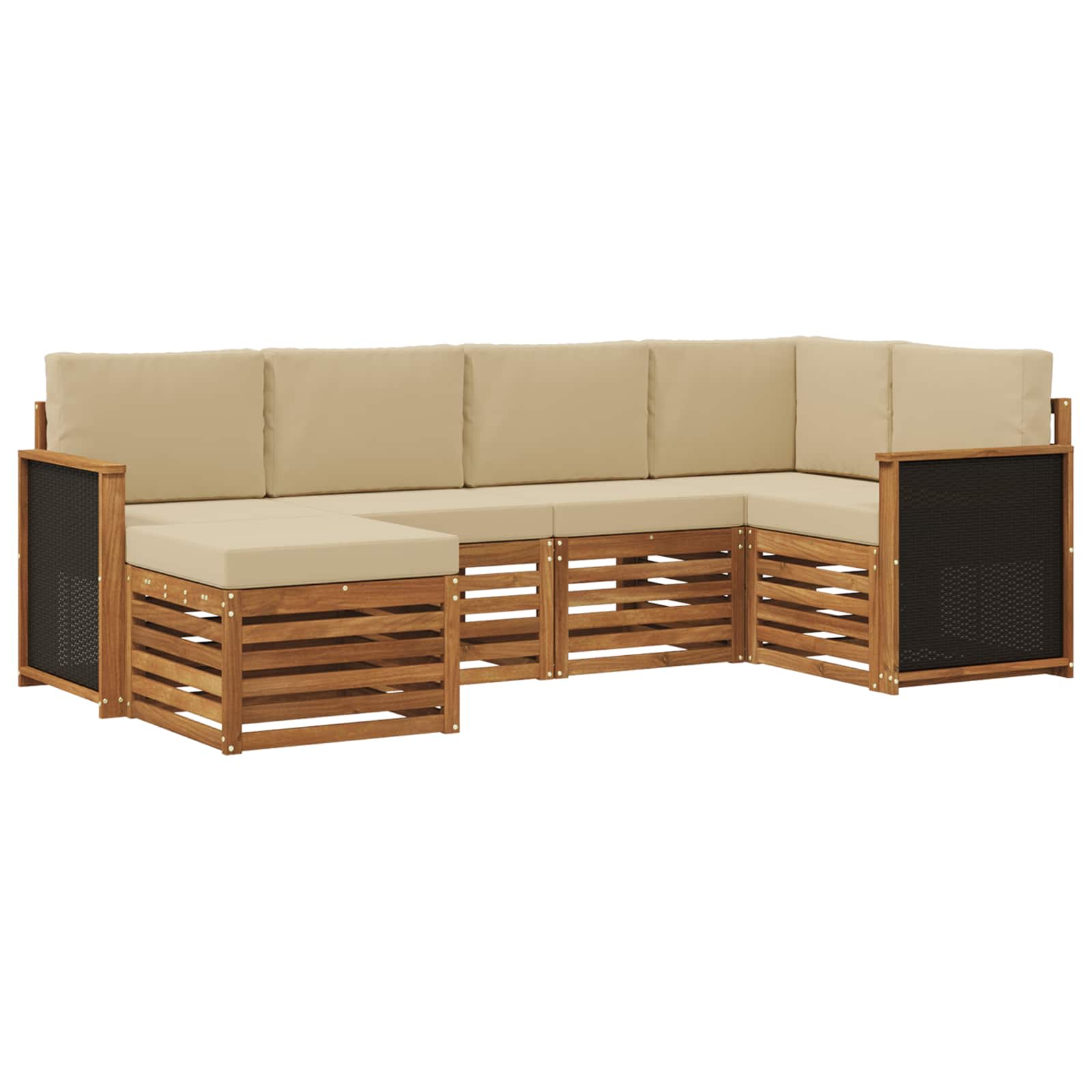 Ensemble de canapé d'angle avec coussin 5 pcs Naturel - XIOS