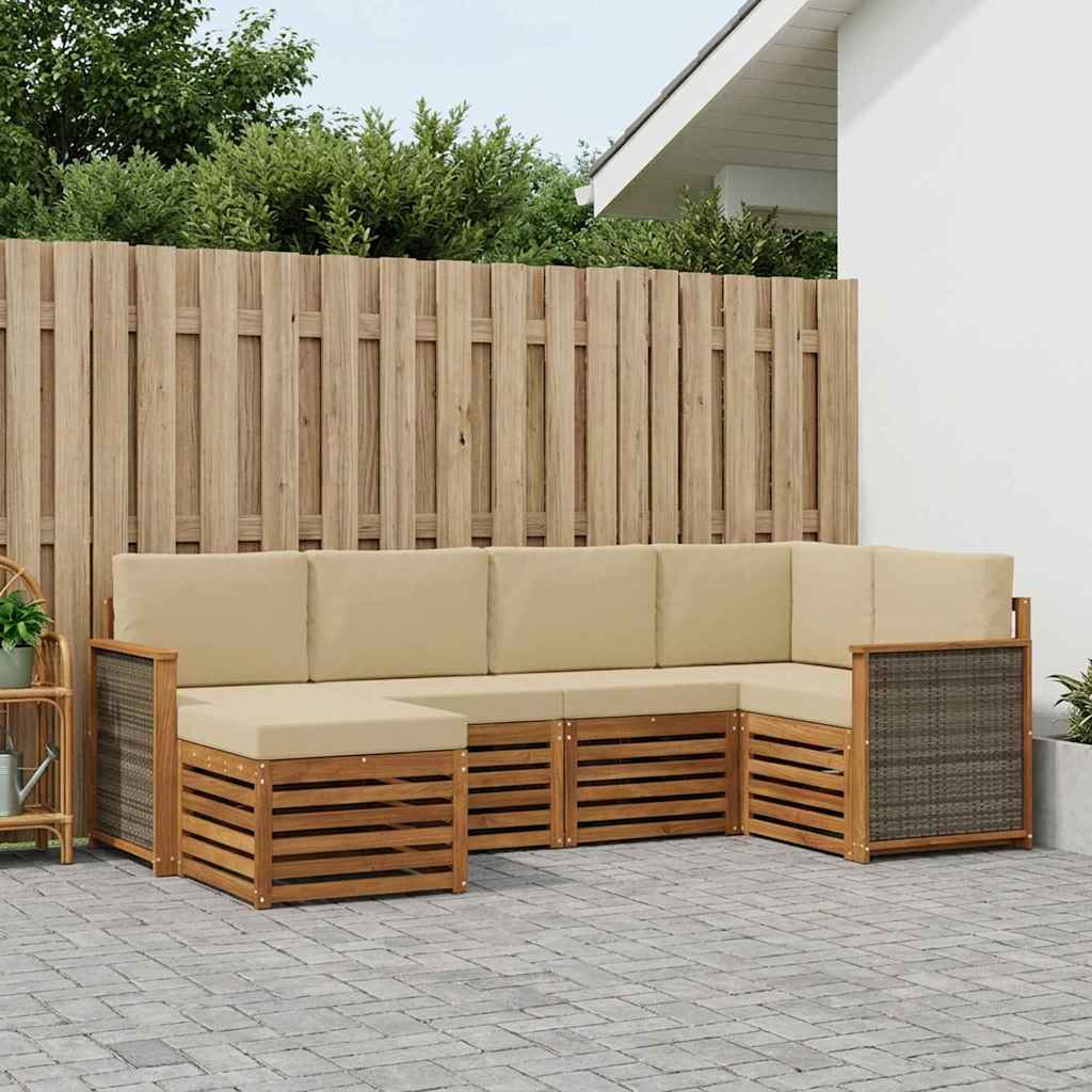 Ensemble de canapé d'angle avec coussin 5 pcs Naturel - XIOS
