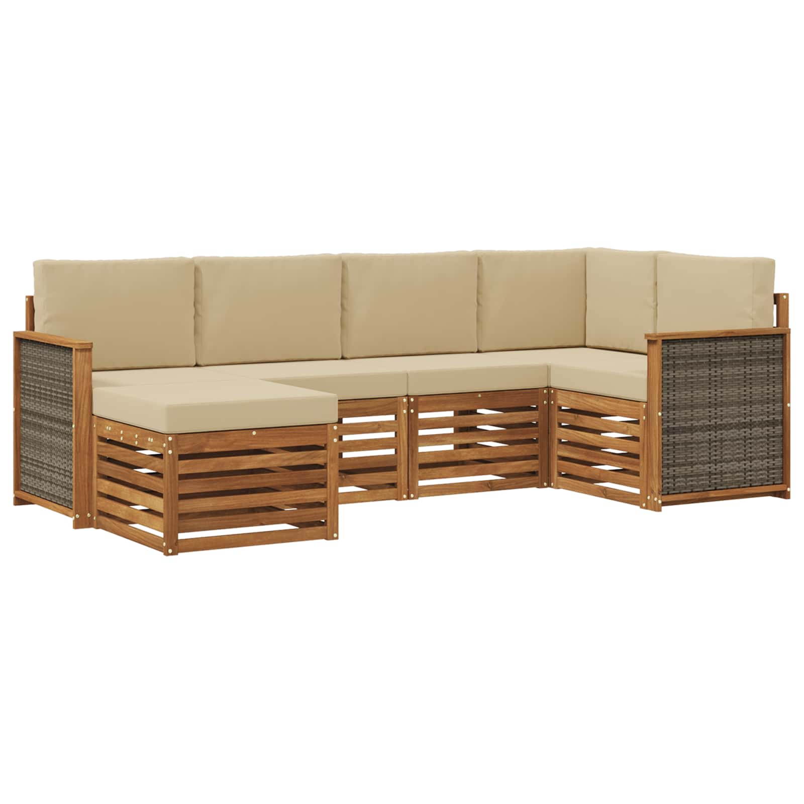 Ensemble de canapé d'angle avec coussin 5 pcs Naturel - XIOS