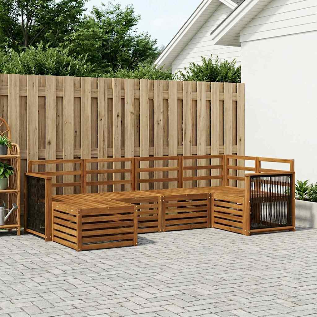 Ensemble de canapé d'angle 5 pcs Naturel Bois d'Acacia Massif - XIOS