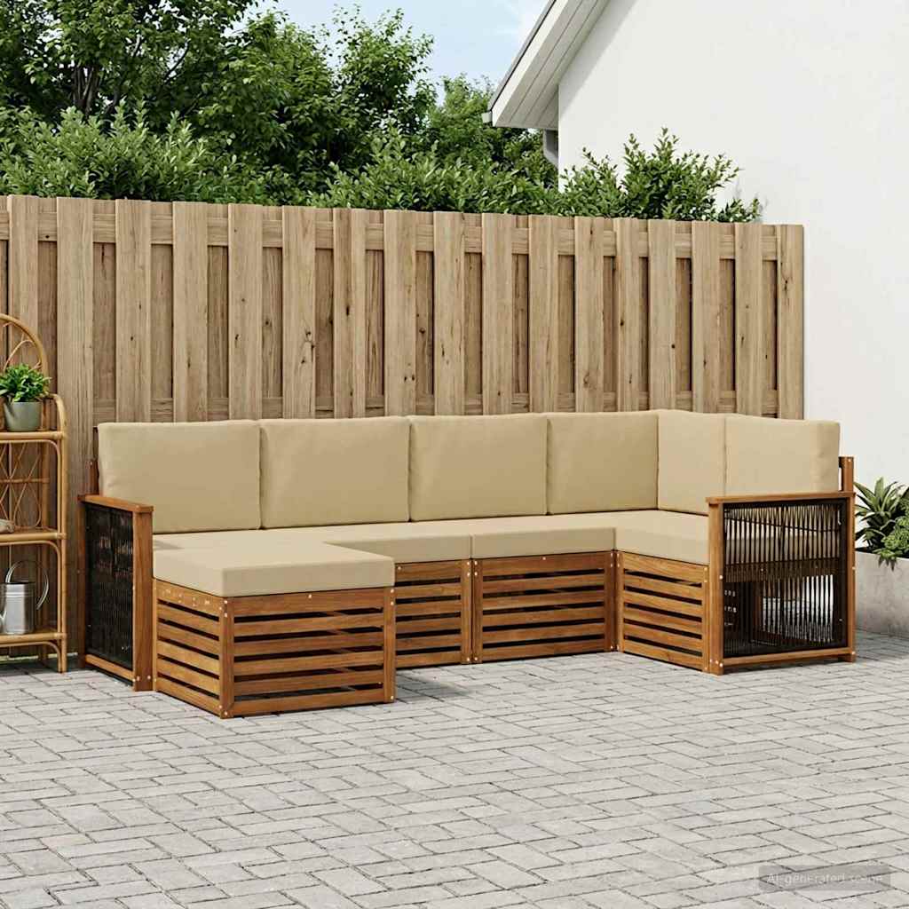 Ensemble de canapé d'angle avec coussin 5 pcs Naturel - XIOS