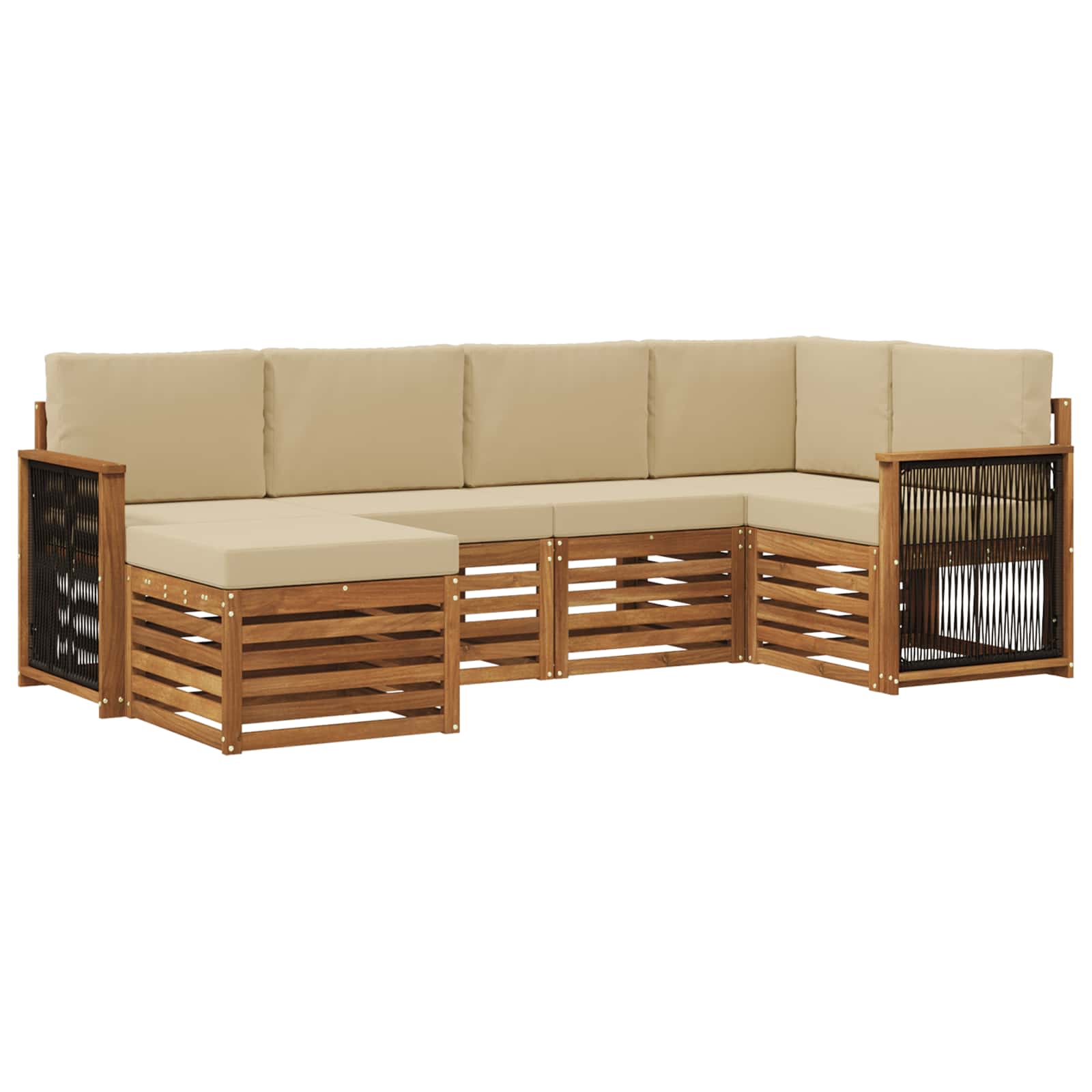 Ensemble de canapé d'angle avec coussin 5 pcs Naturel - XIOS