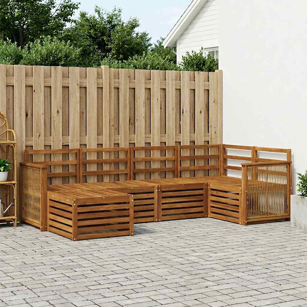 Ensemble de canapé d'angle 5 pcs Naturel Bois d'Acacia Massif - XIOS