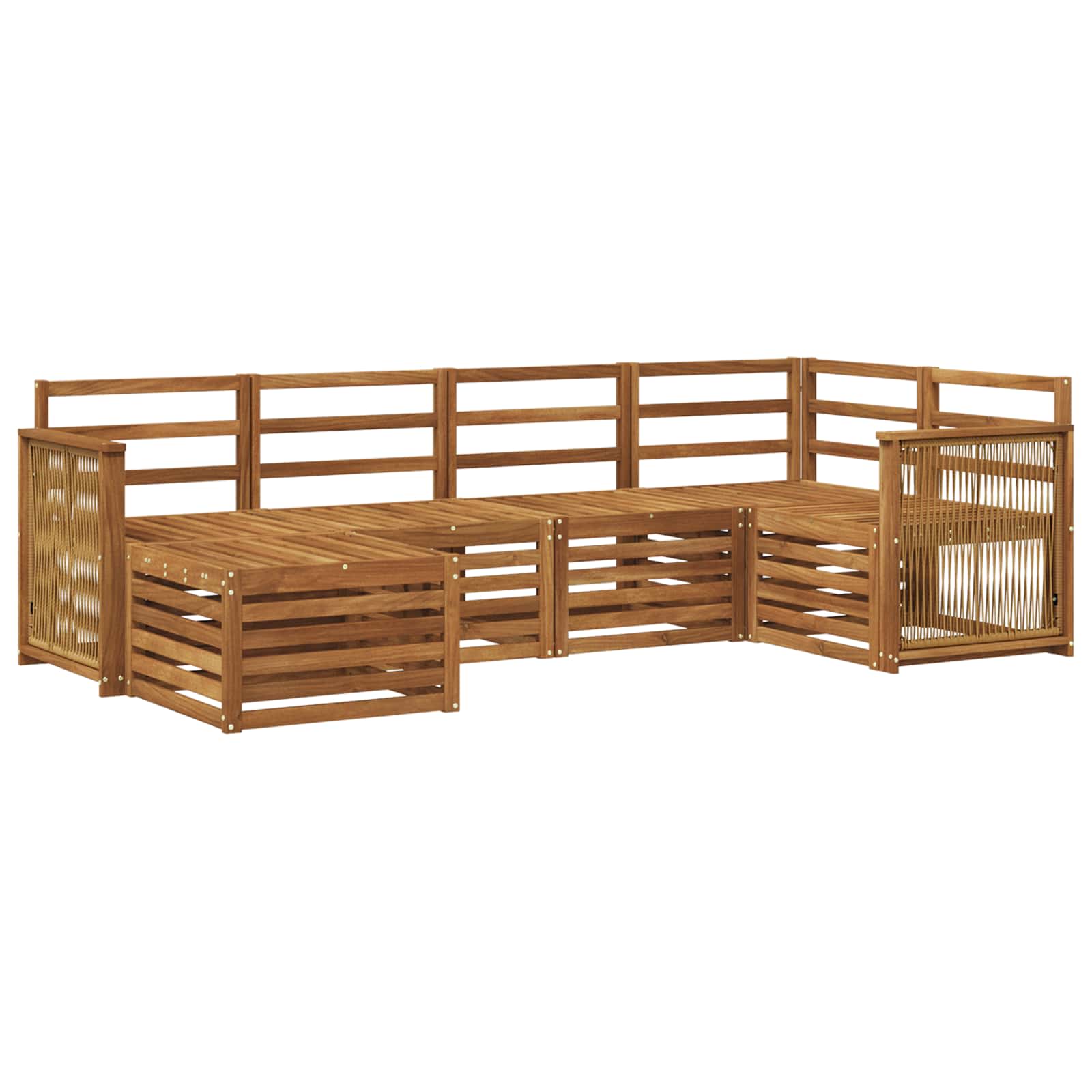 Ensemble de canapé d'angle 5 pcs Naturel Bois d'Acacia Massif - XIOS