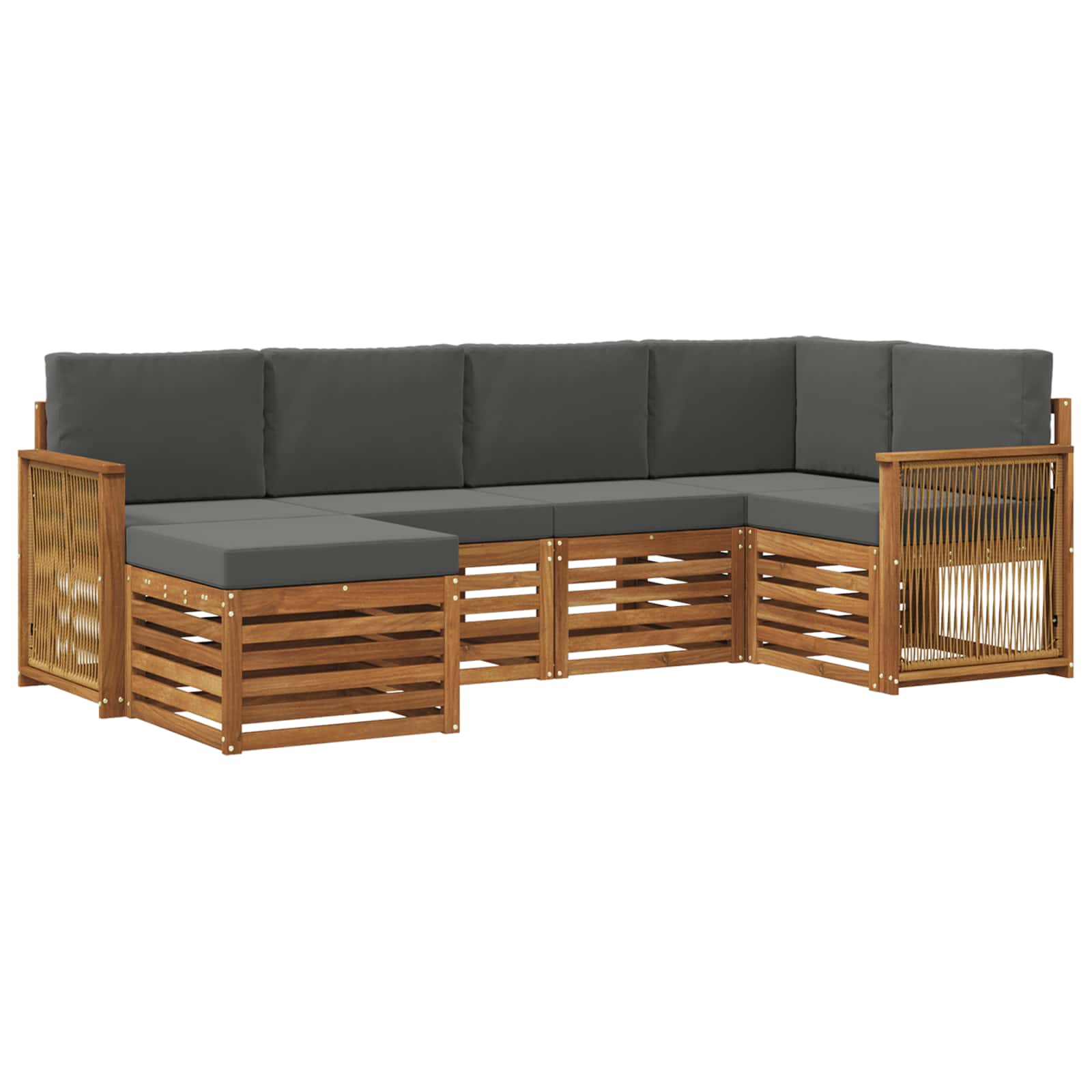 Ensemble de canapés d'extérieur 5 pc Naturel et Anthracite