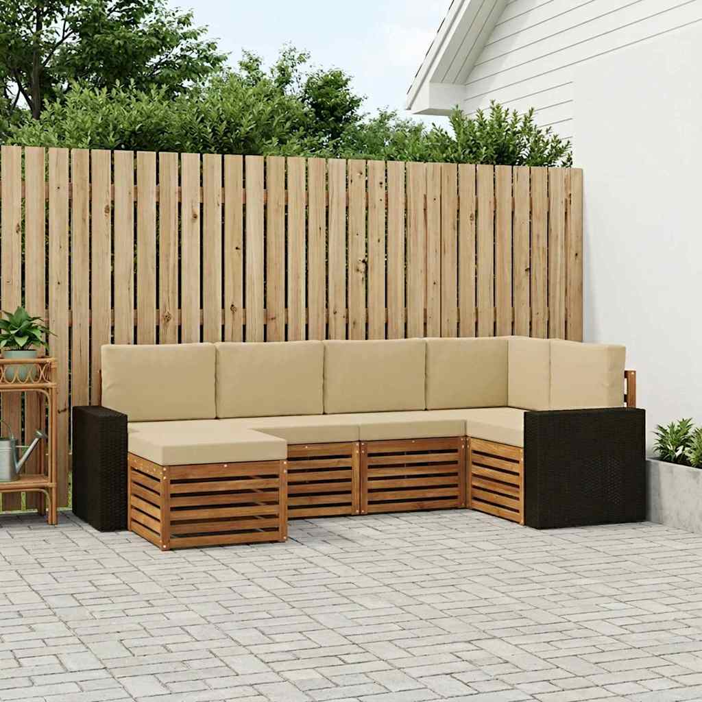 Ensemble de canapé d'angle avec coussin 6 pcs Naturel et Beige - XIOS
