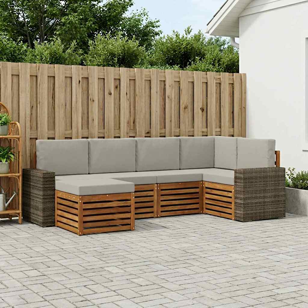 Ensemble de canapé d'angle 6 pcs Naturel et gris clair - XIOS