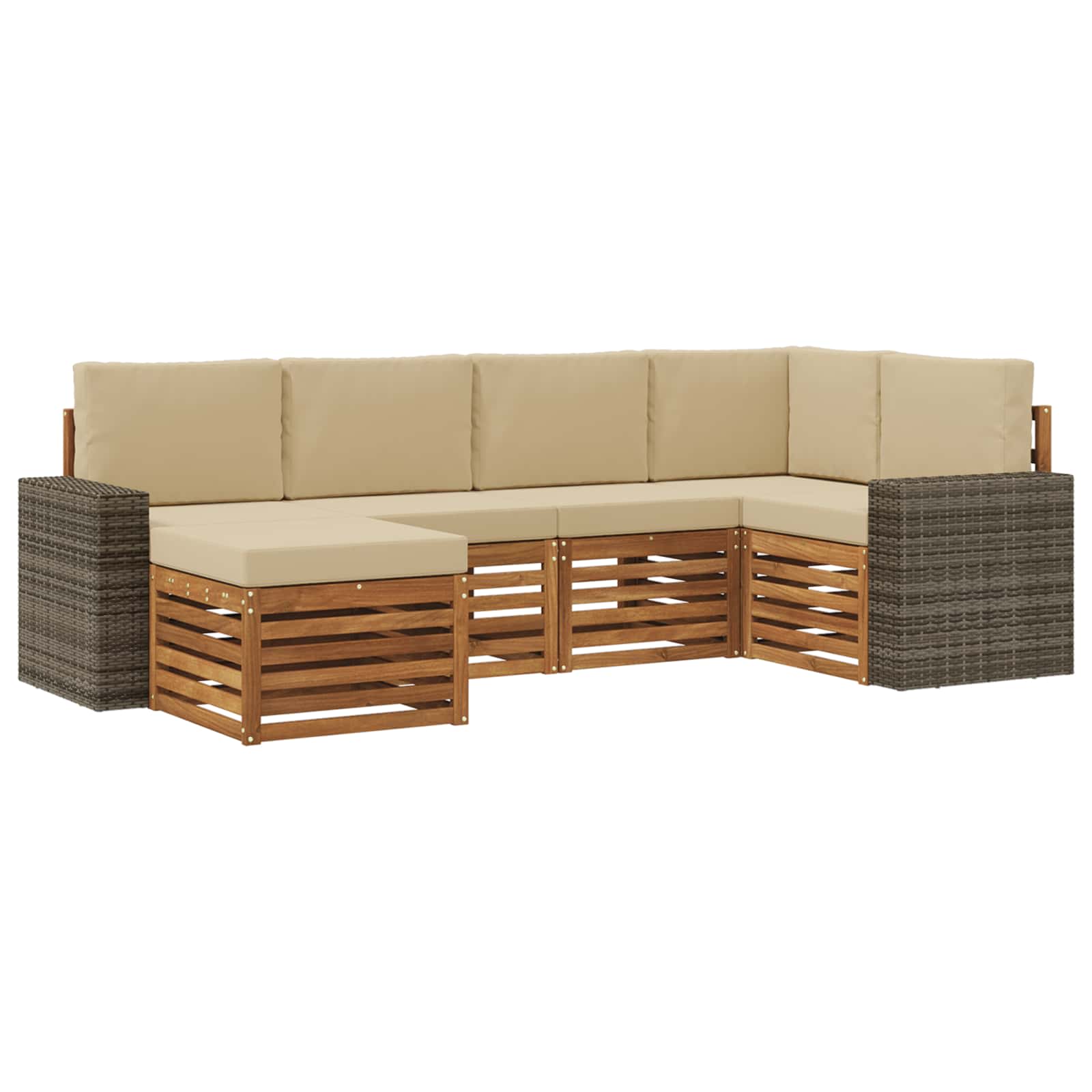 Ensemble de canapé d'angle avec coussin 6 pcs Naturel et Beige - XIOS