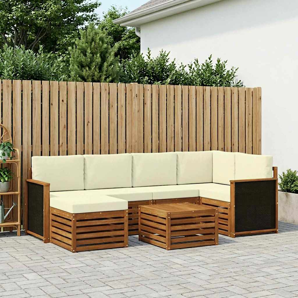 Ensemble de canapé d'angle avec coussin 6 pcs Naturel et Crème - XIOS