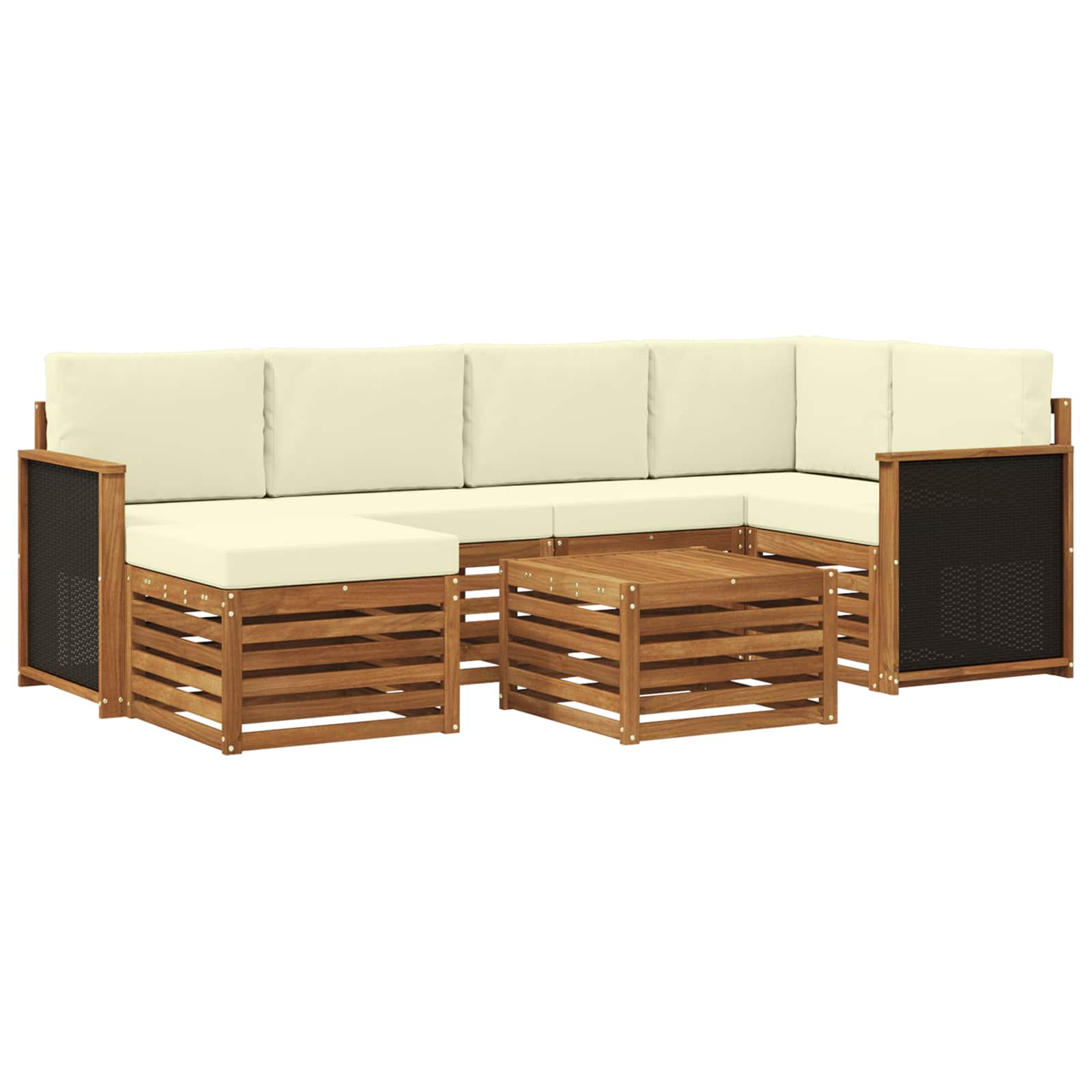 Ensemble de canapé d'angle avec coussin 6 pcs Naturel et Crème - XIOS