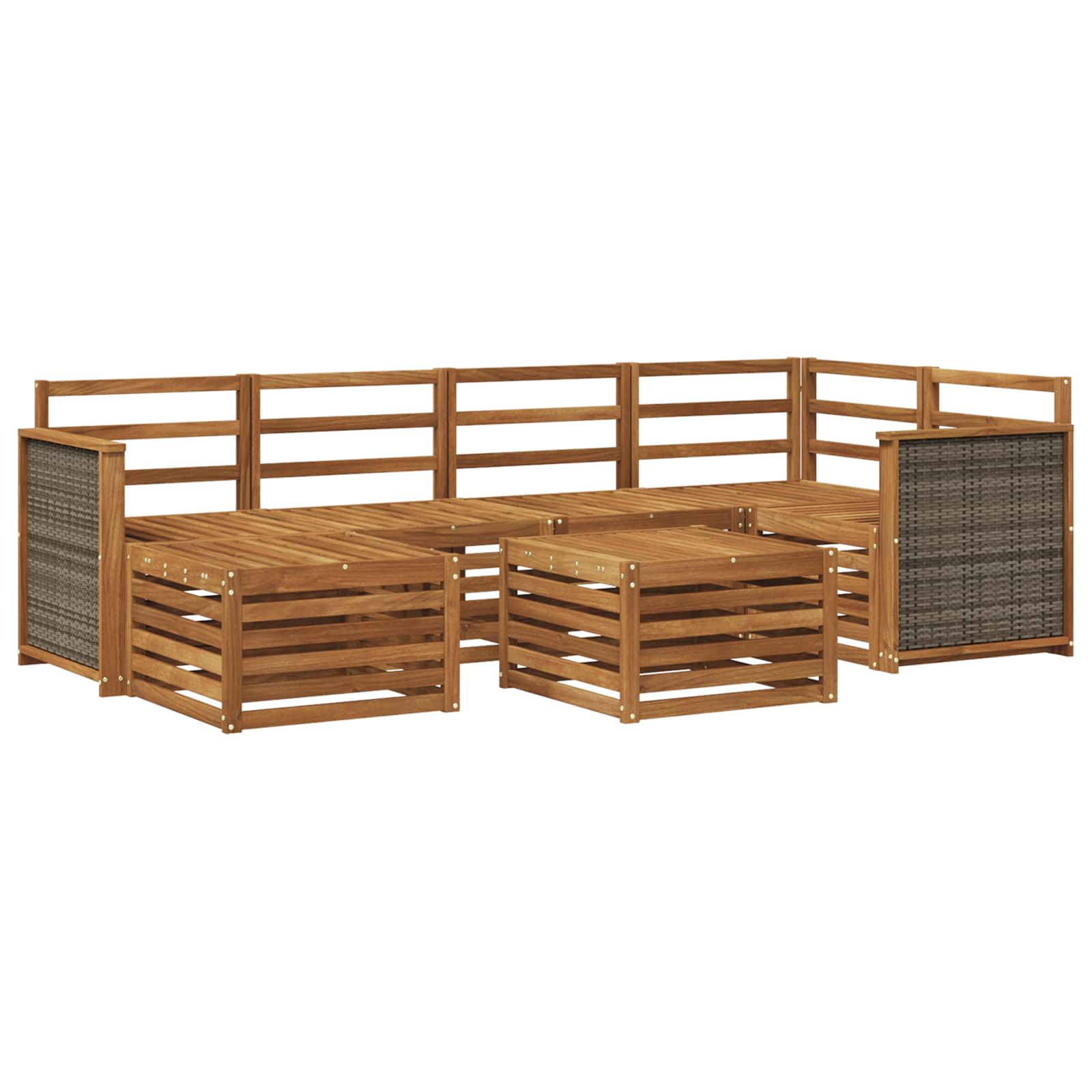 Ensemble de canapé d'angle 6 pcs Naturel Bois d'Acacia Massif - XIOS