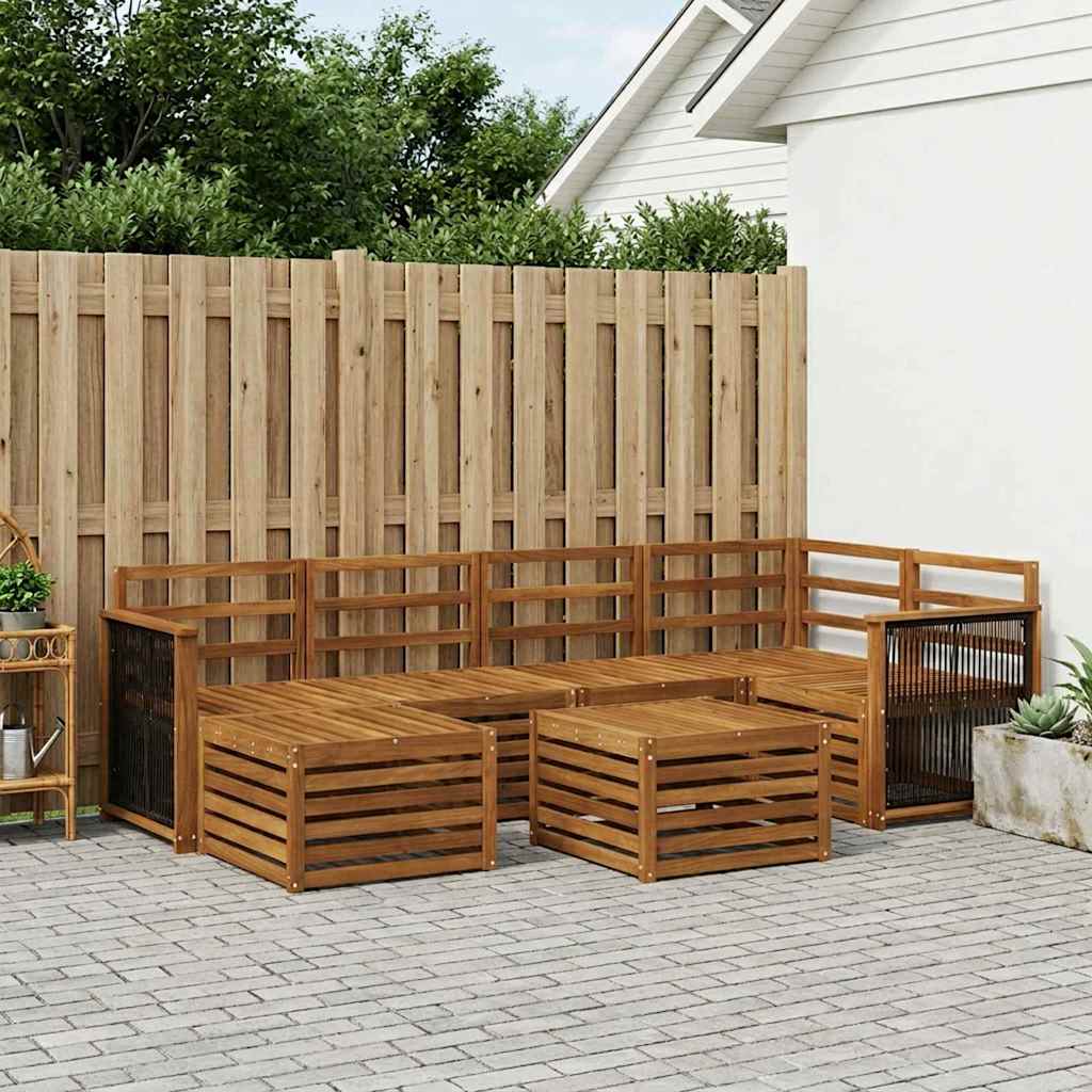 Ensemble de canapé d'angle 6 pcs Naturel Bois d'Acacia Massif - XIOS