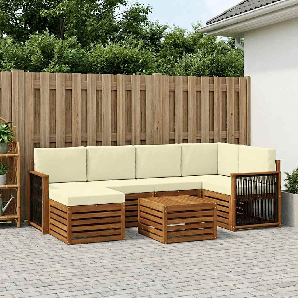 Ensemble de canapé d'angle avec coussin 6 pcs Naturel et Crème - XIOS