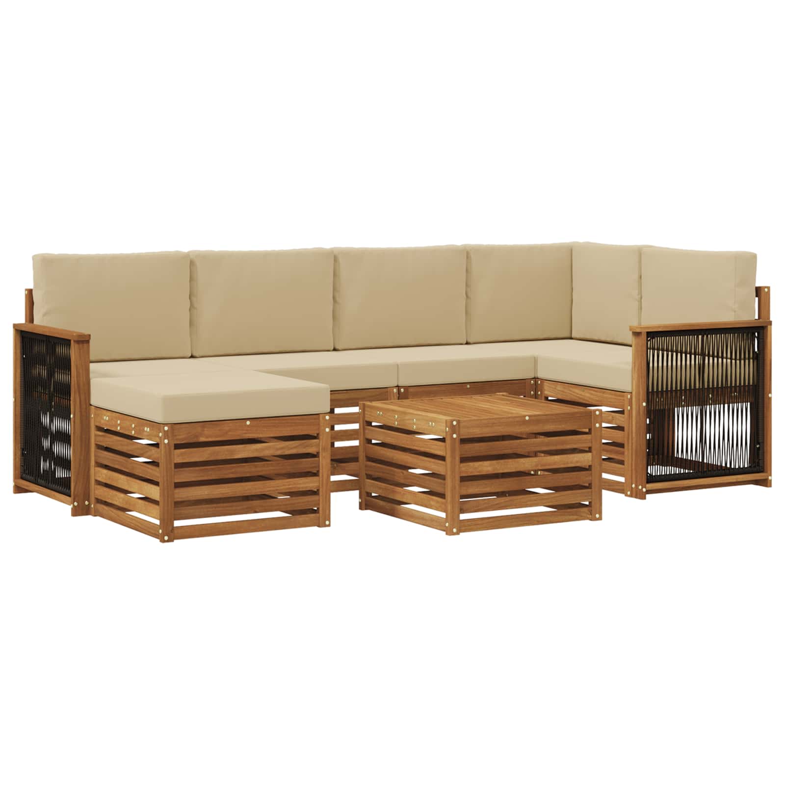 Ensemble de canapé d'angle avec coussin 6 pcs Naturel - XIOS