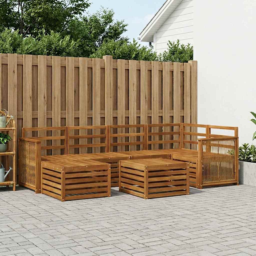 Ensemble de canapé d'angle 6 pcs Naturel Bois d'Acacia Massif - XIOS