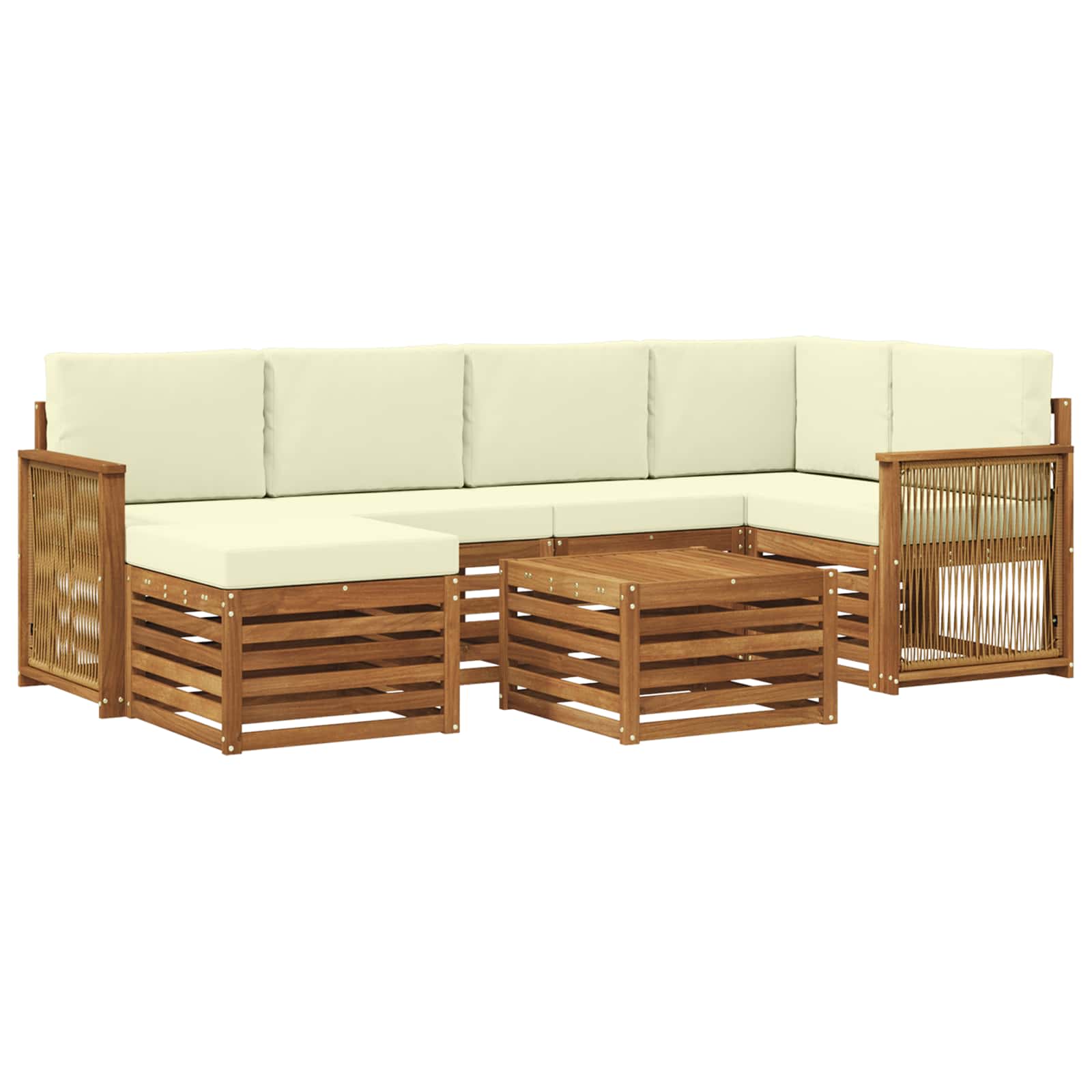 Ensemble de canapé d'angle avec coussin 6 pcs Naturel et Crème - XIOS