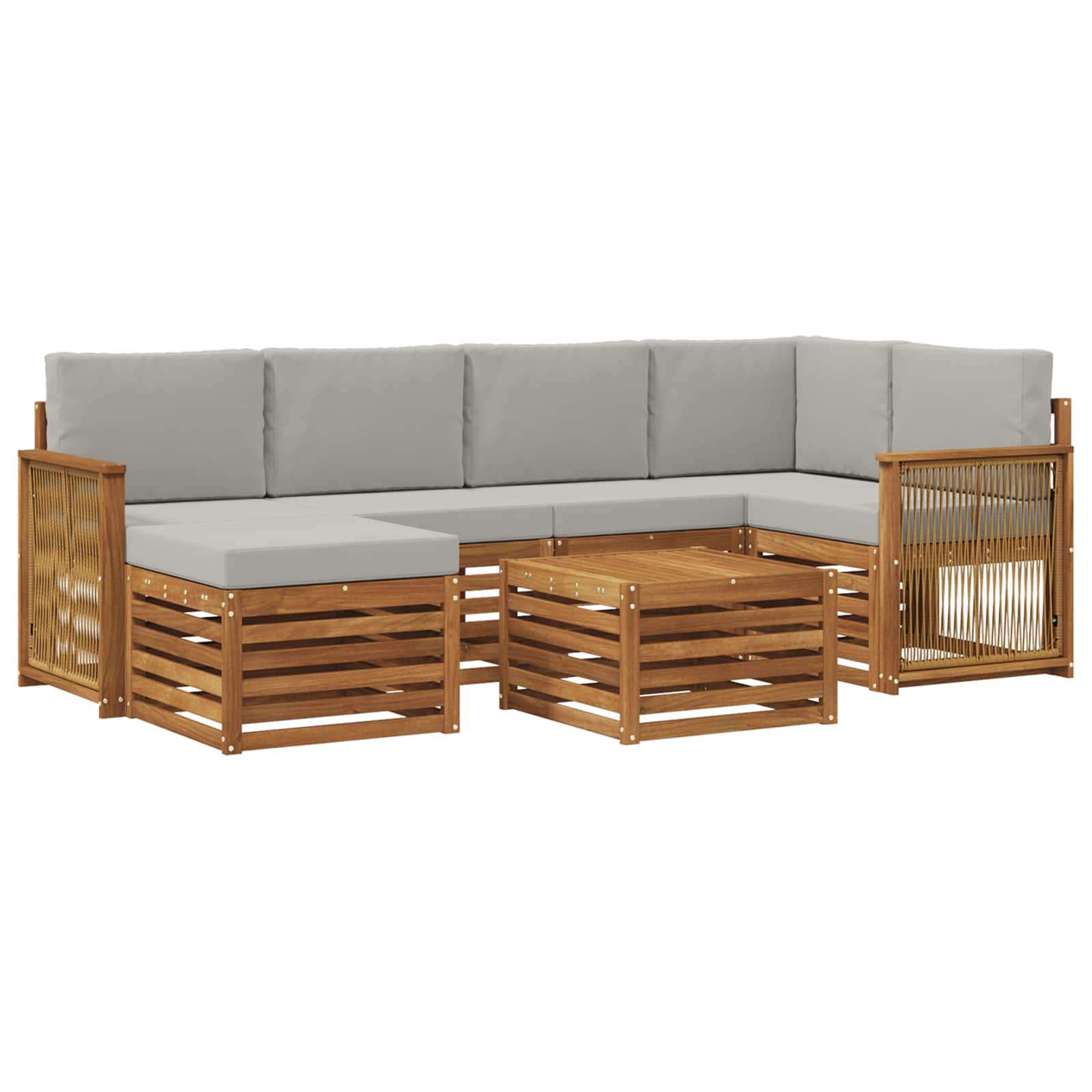 Ensemble de canapé d'angle 6 pcs Naturel et gris clair