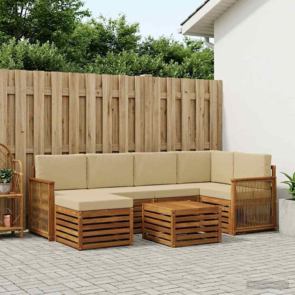 Ensemble de canapé d'angle avec coussin 6 pcs Naturel - XIOS