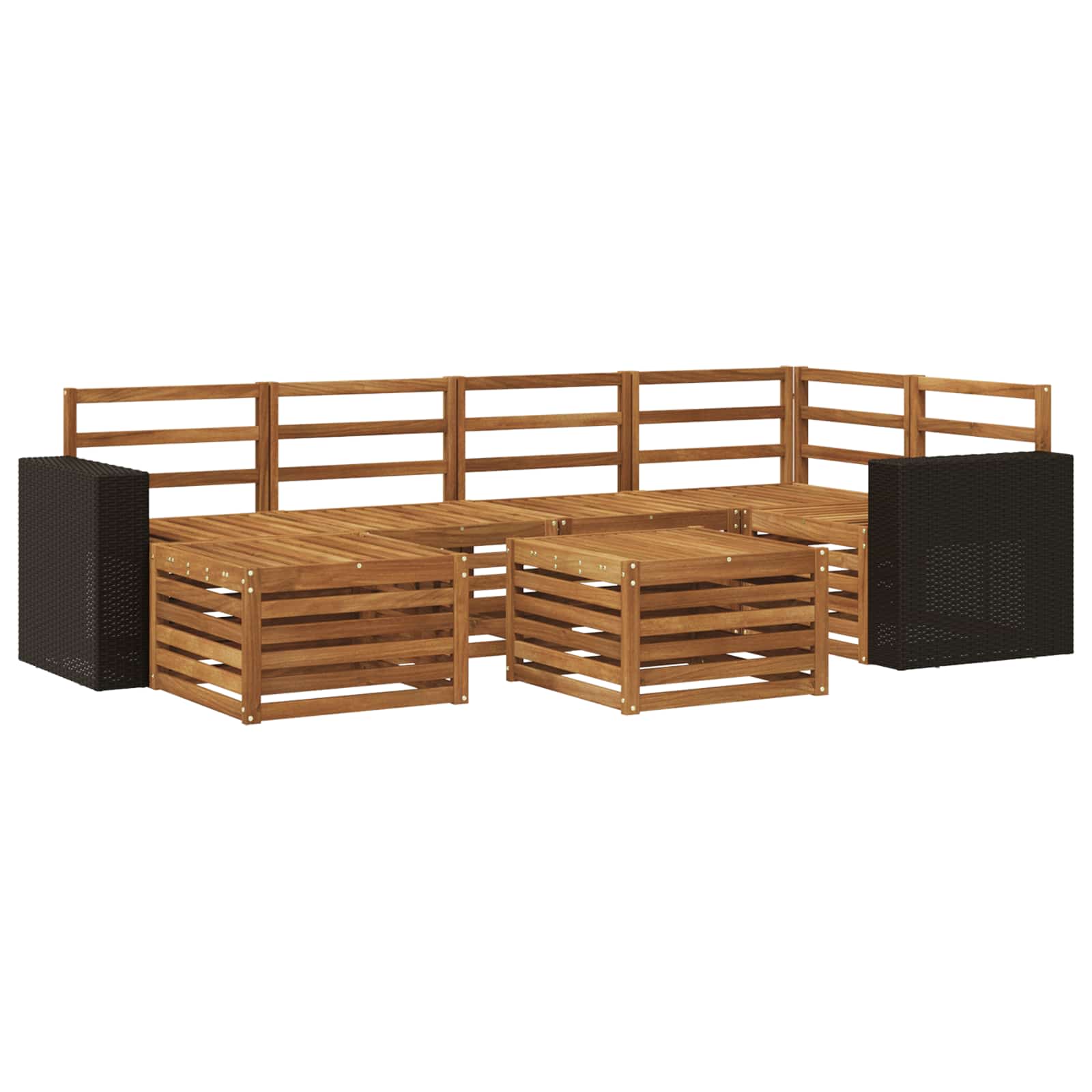 Ensemble de canapé d'angle 7 pcs Naturel Bois d'Acacia Massif - XIOS