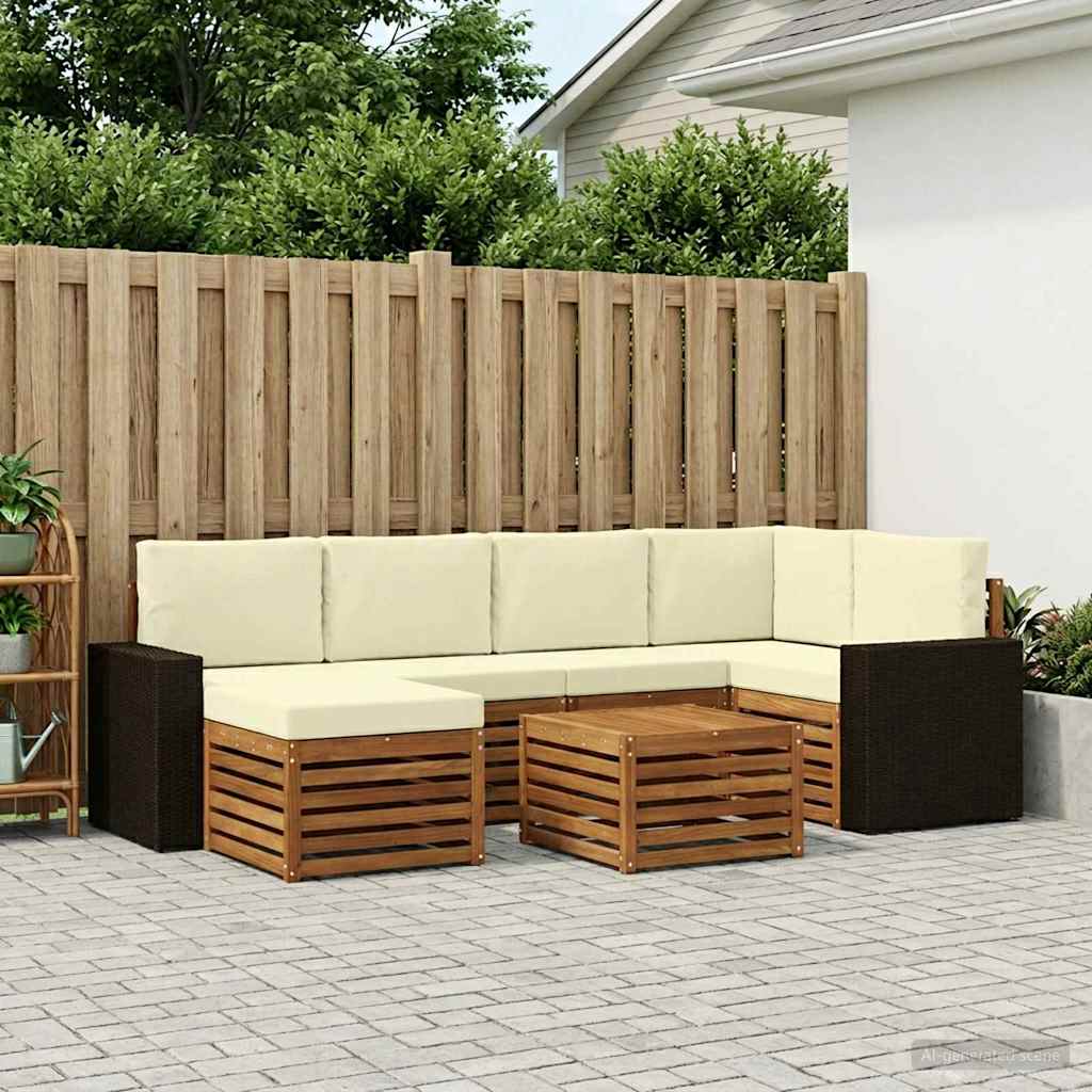 Ensemble de canapé d'angle avec coussin 7 pcs Naturel et Crème - XIOS