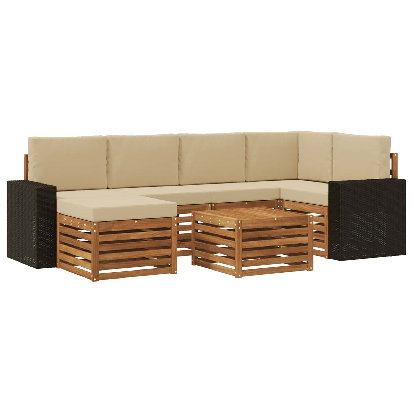 Ensemble de canapé d'angle avec coussin 7 pcs Naturel et Beige - XIOS