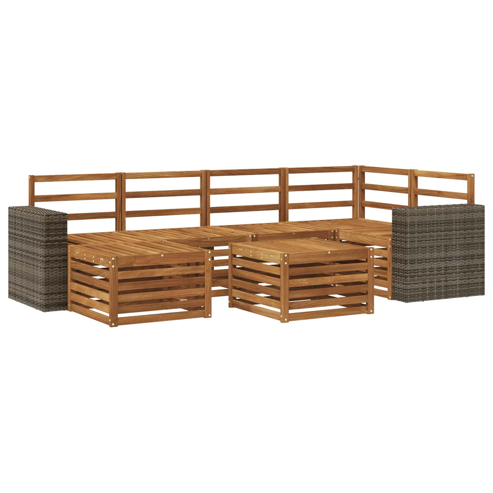 Ensemble de canapé d'angle 6 pcs Naturel Bois d'Acacia Massif - XIOS