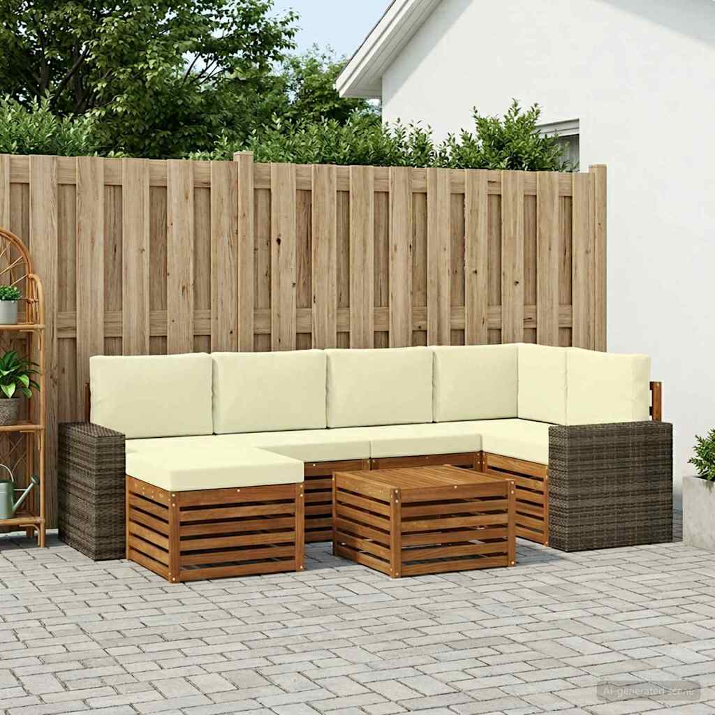 Ensemble de canapé d'angle avec coussin 7 pcs Naturel et Crème - XIOS
