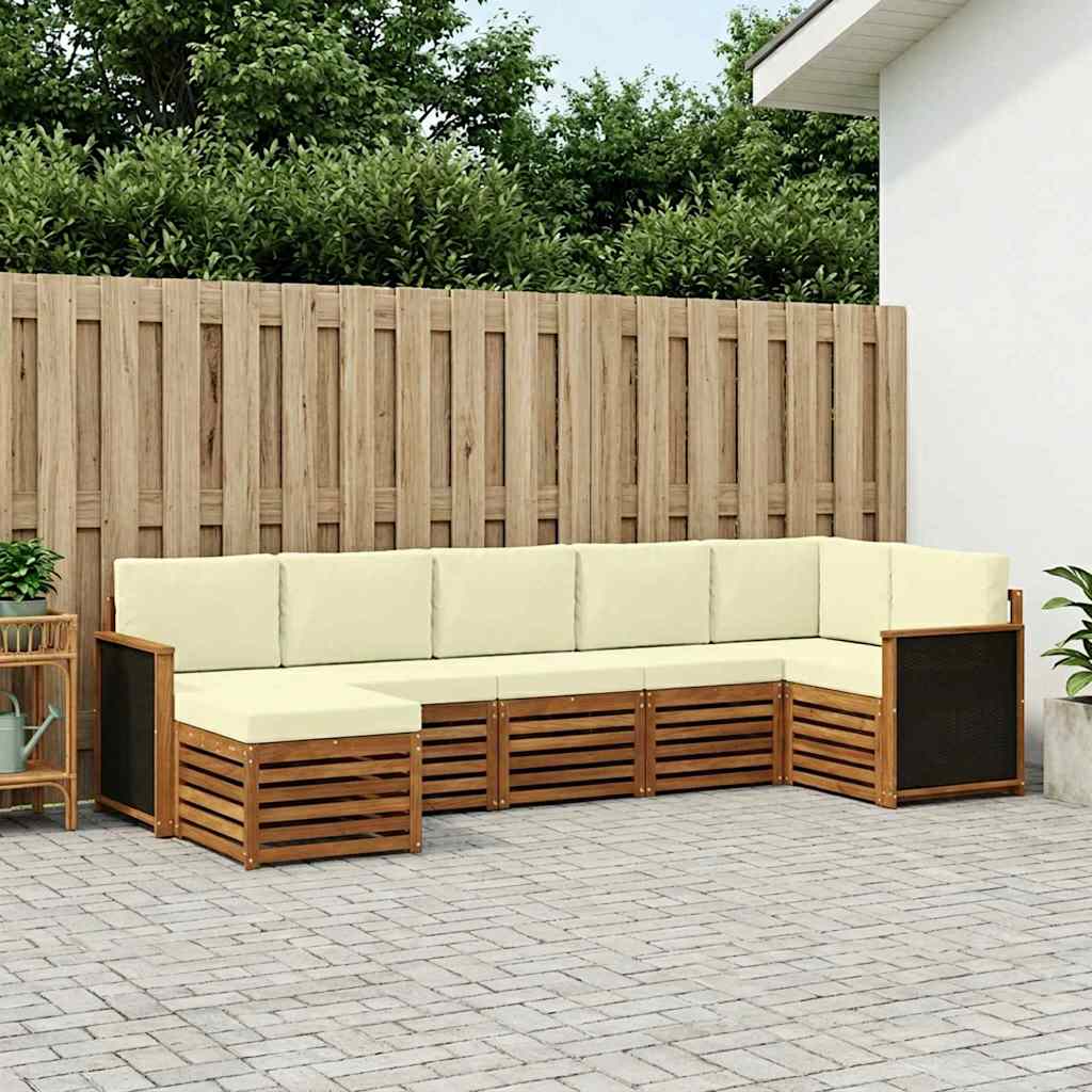 Ensemble de canapé d'angle avec coussin 6 pcs Naturel et Crème - XIOS
