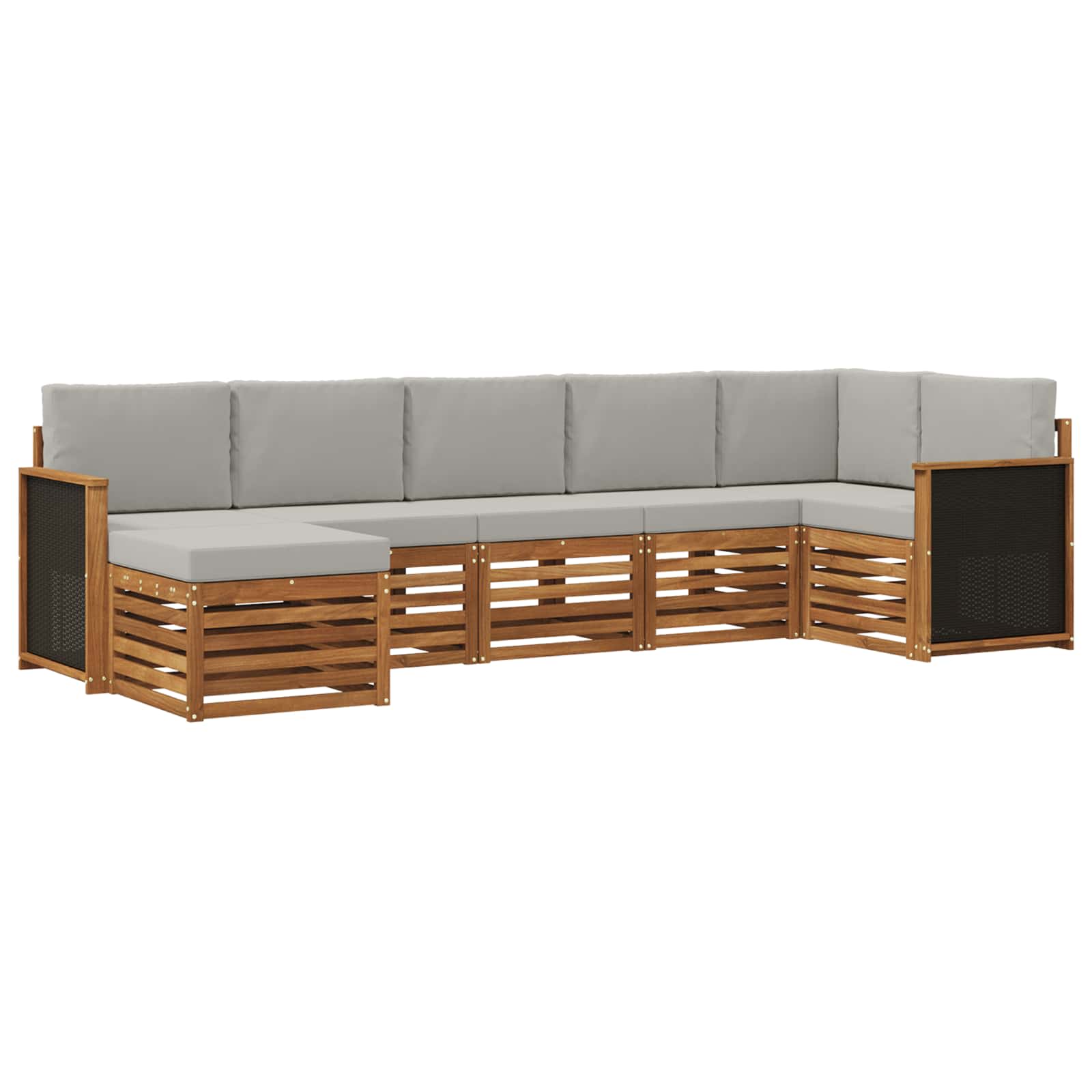 Ensemble de canapé d'angle 6 pcs Naturel et gris clair