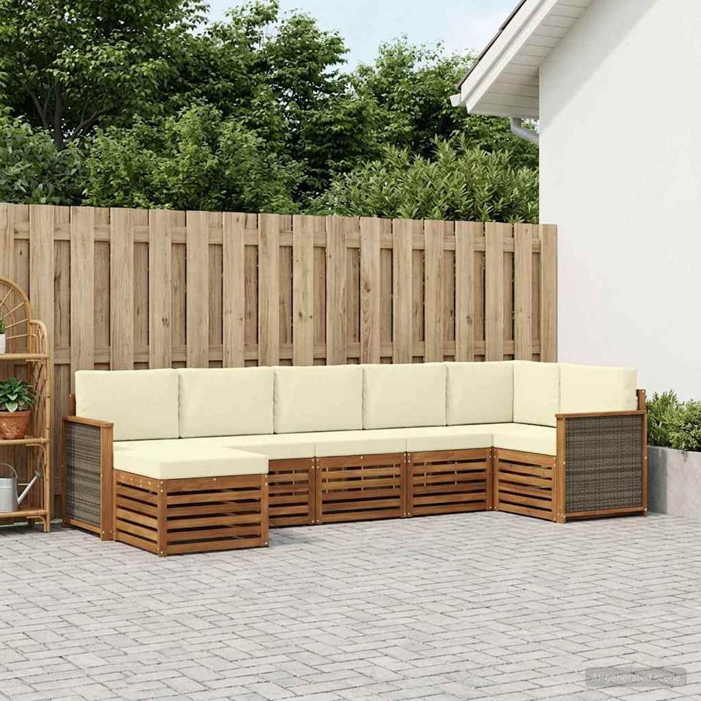 Ensemble de canapé d'angle avec coussin 6 pcs Naturel et Crème - XIOS