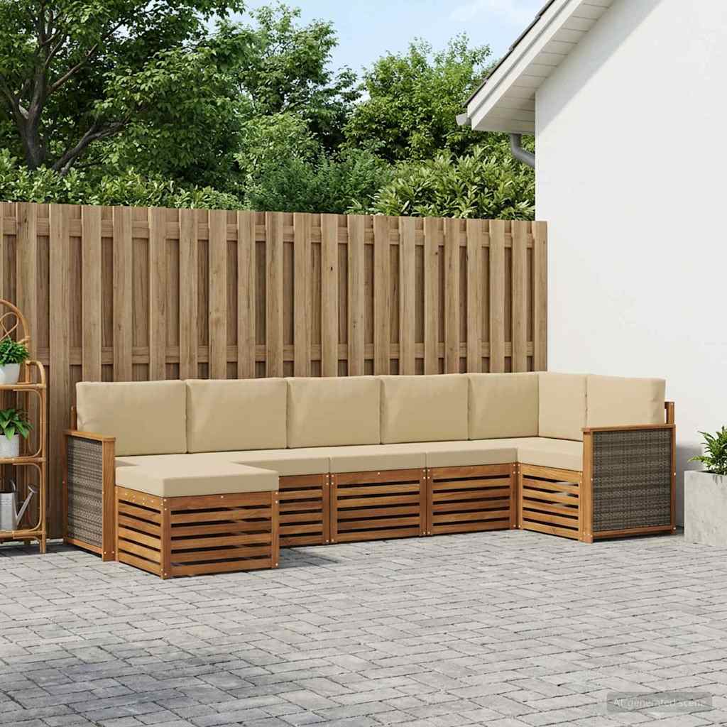 Ensemble de canapé d'angle avec coussin 6 pcs Naturel - XIOS