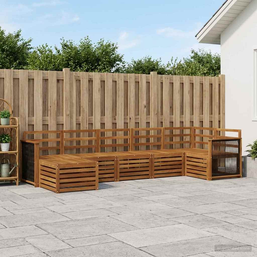 Ensemble de canapé d'angle 6 pcs Naturel Bois d'Acacia Massif - XIOS