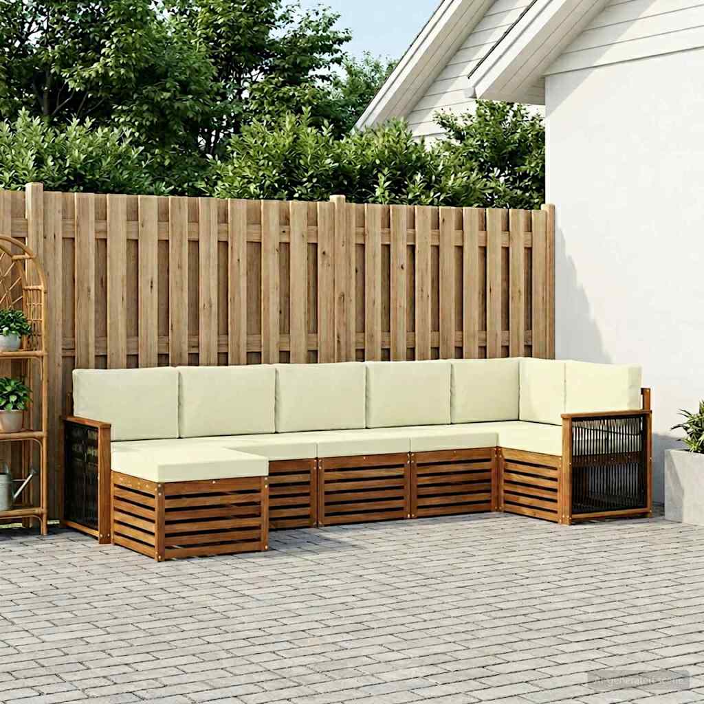 Ensemble de canapé d'angle avec coussin 6 pcs Naturel et Crème - XIOS