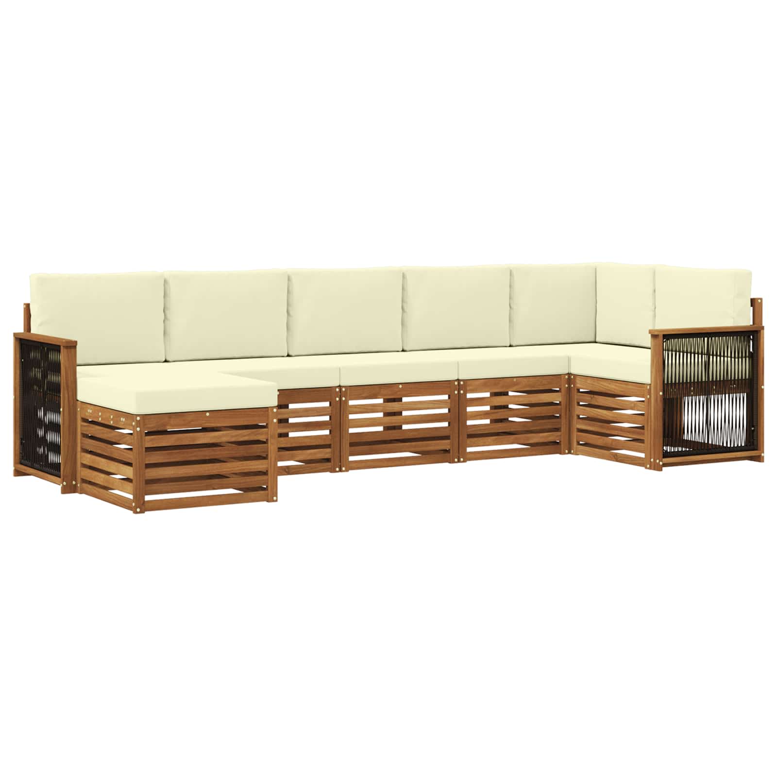 Ensemble de canapé d'angle avec coussin 6 pcs Naturel et Crème - XIOS