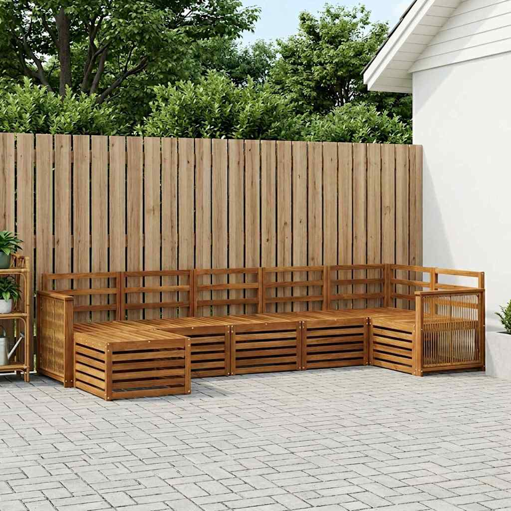 Ensemble de canapé d'angle 6 pcs Naturel Bois d'Acacia Massif - XIOS