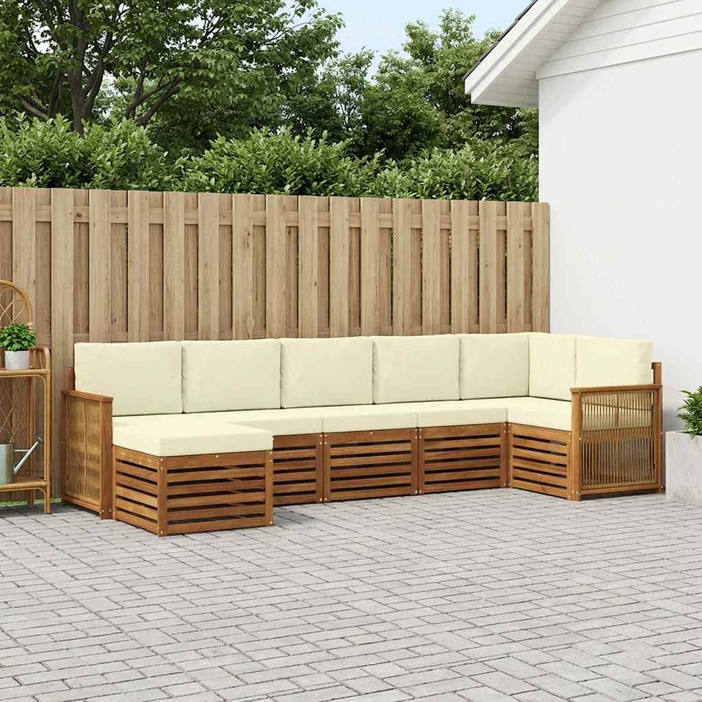 Ensemble de canapé d'angle avec coussin 6 pcs Naturel et Crème - XIOS